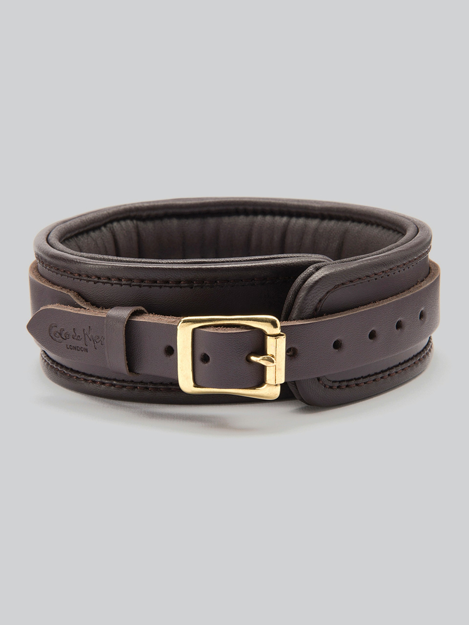 Coco de Mer Brown Leather Collar, Brown, hi-res