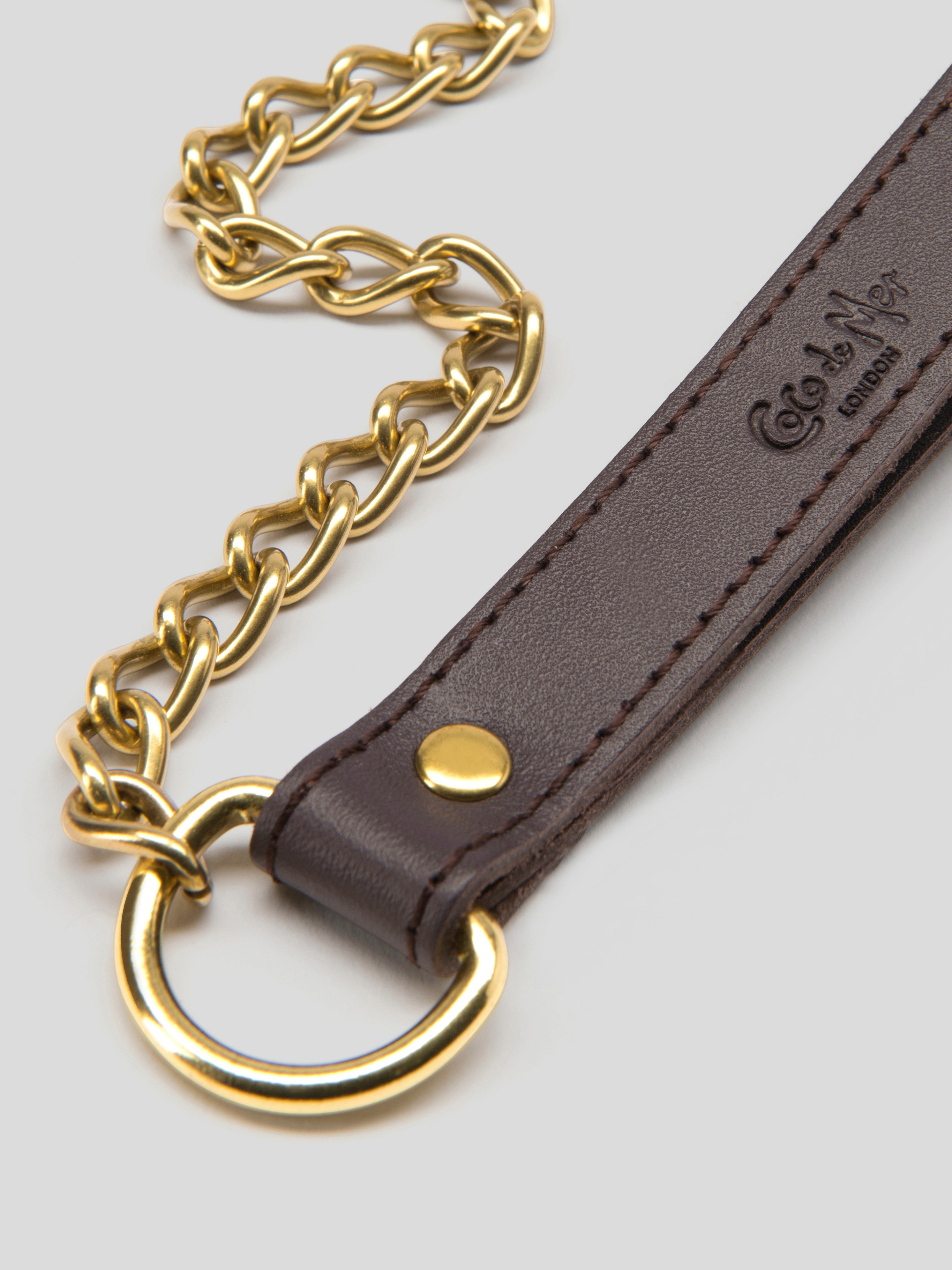 Coco de Mer Brown Leather Lead, Brown, hi-res