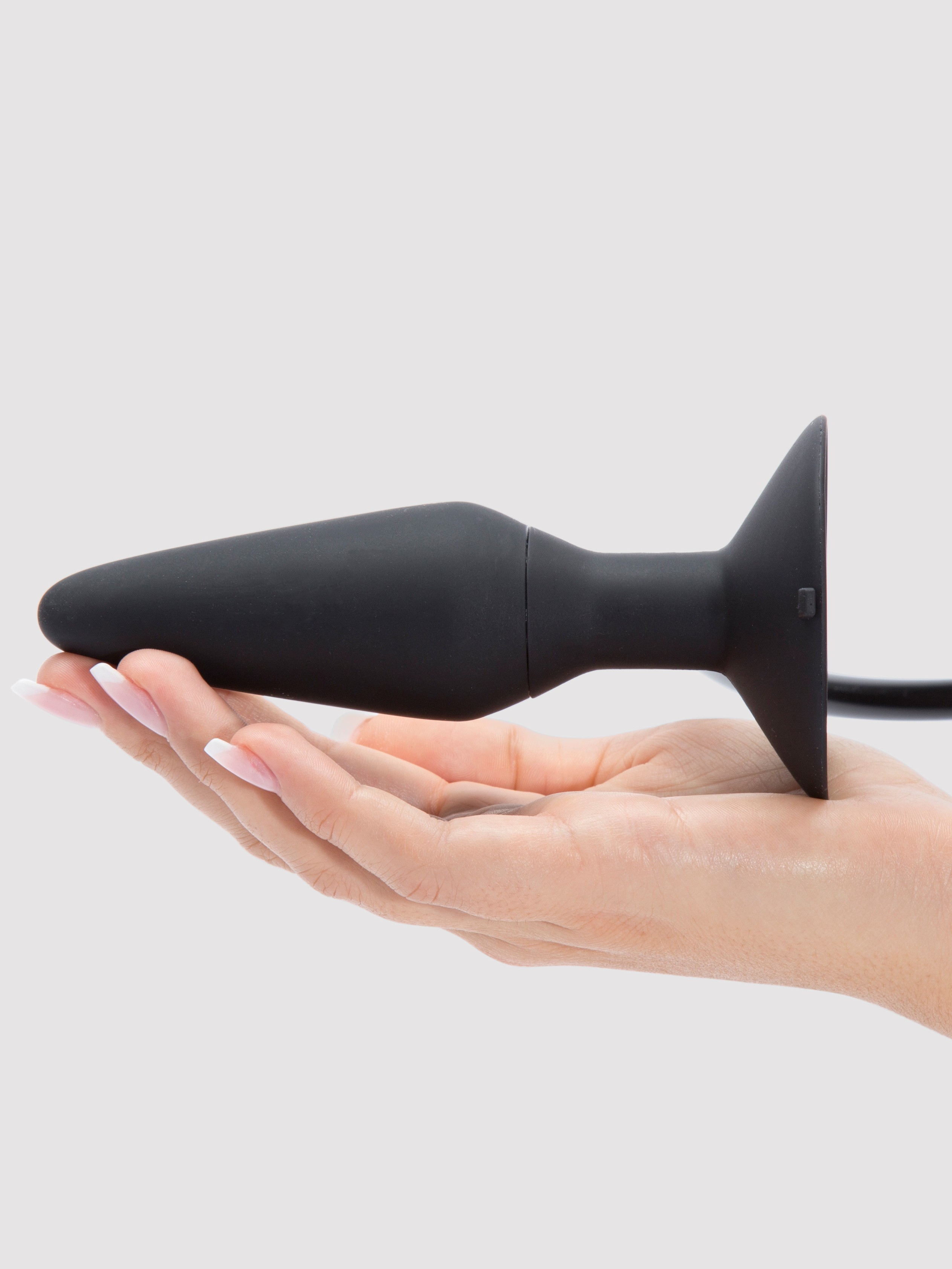 Booty Call Medium Silicone Inflatable Butt Plug 6.5 Inch, Black, hi-res