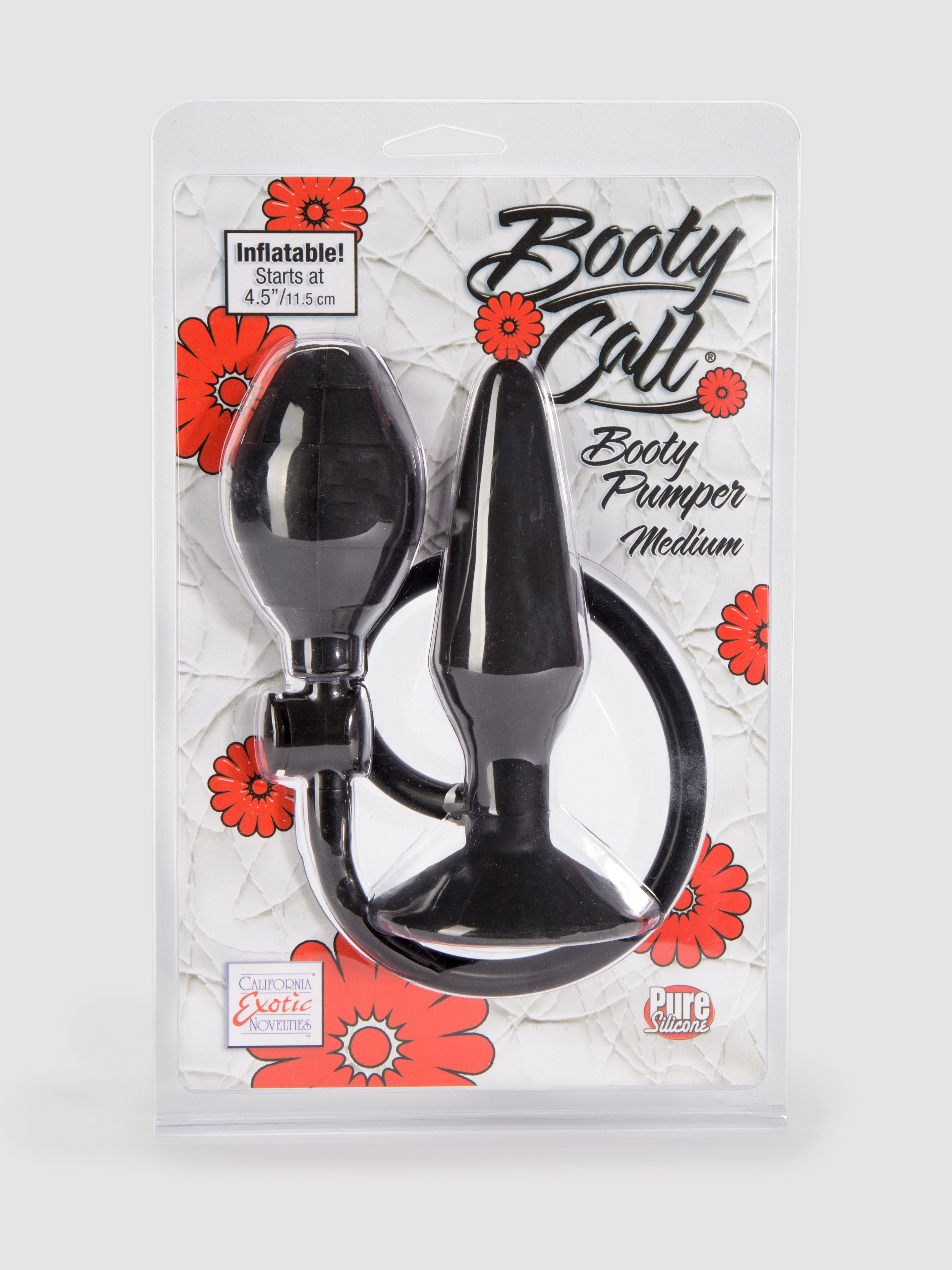 Booty Call Medium Silicone Inflatable Butt Plug 6.5 Inch, Black, hi-res