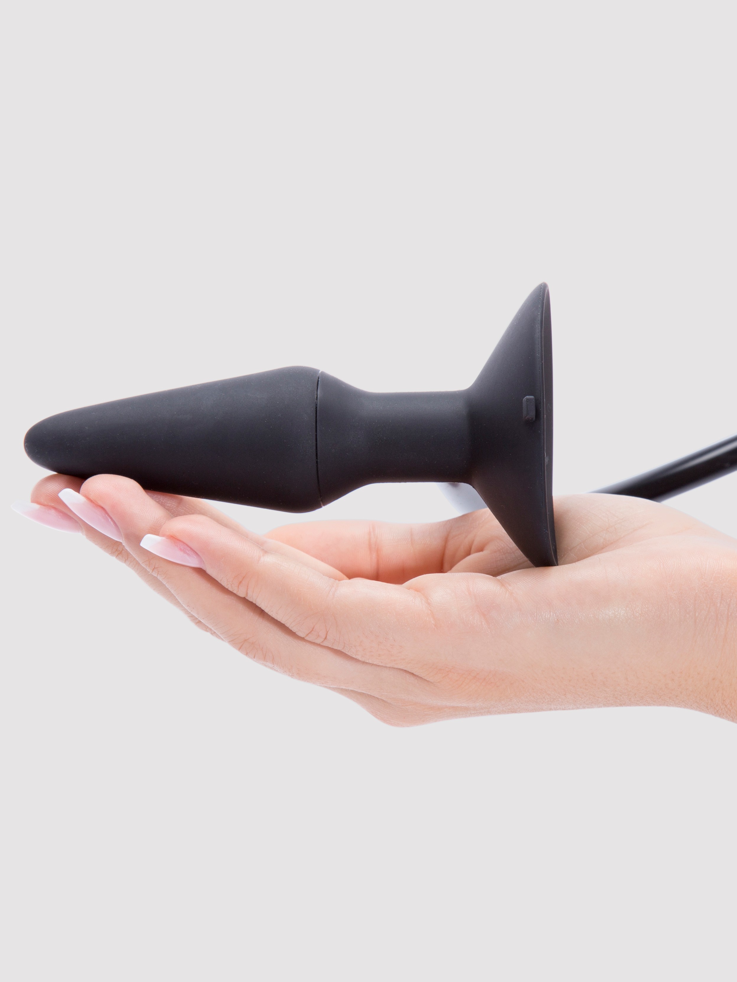 Booty Call Small Silicone Inflatable Butt Plug 4 Inch, Black, hi-res