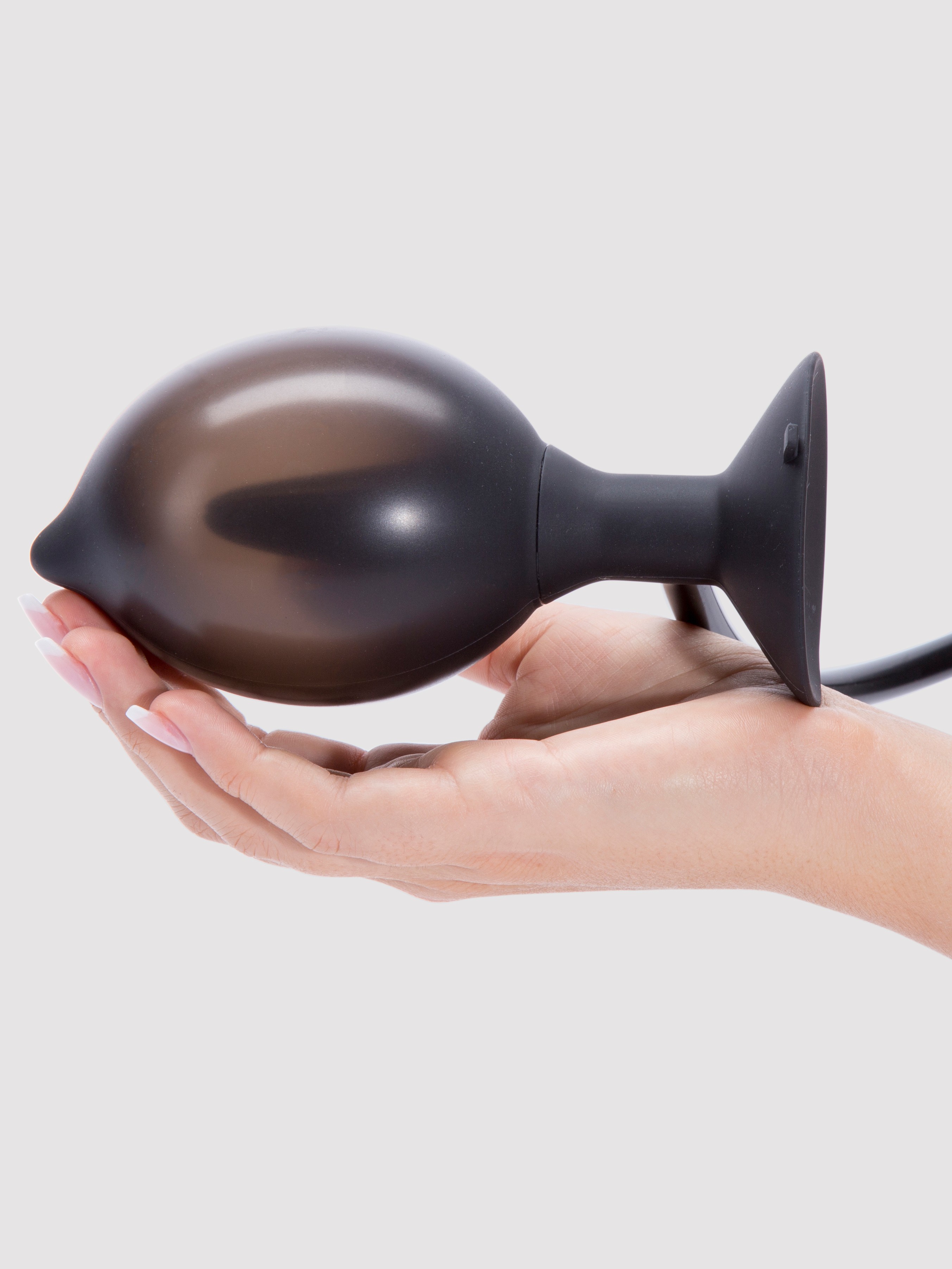 Booty Call Small Silicone Inflatable Butt Plug 4 Inch, Black, hi-res