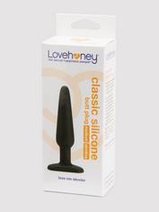 Lovehoney Classic Silicone Slimline Medium Butt Plug, Black, hi-res