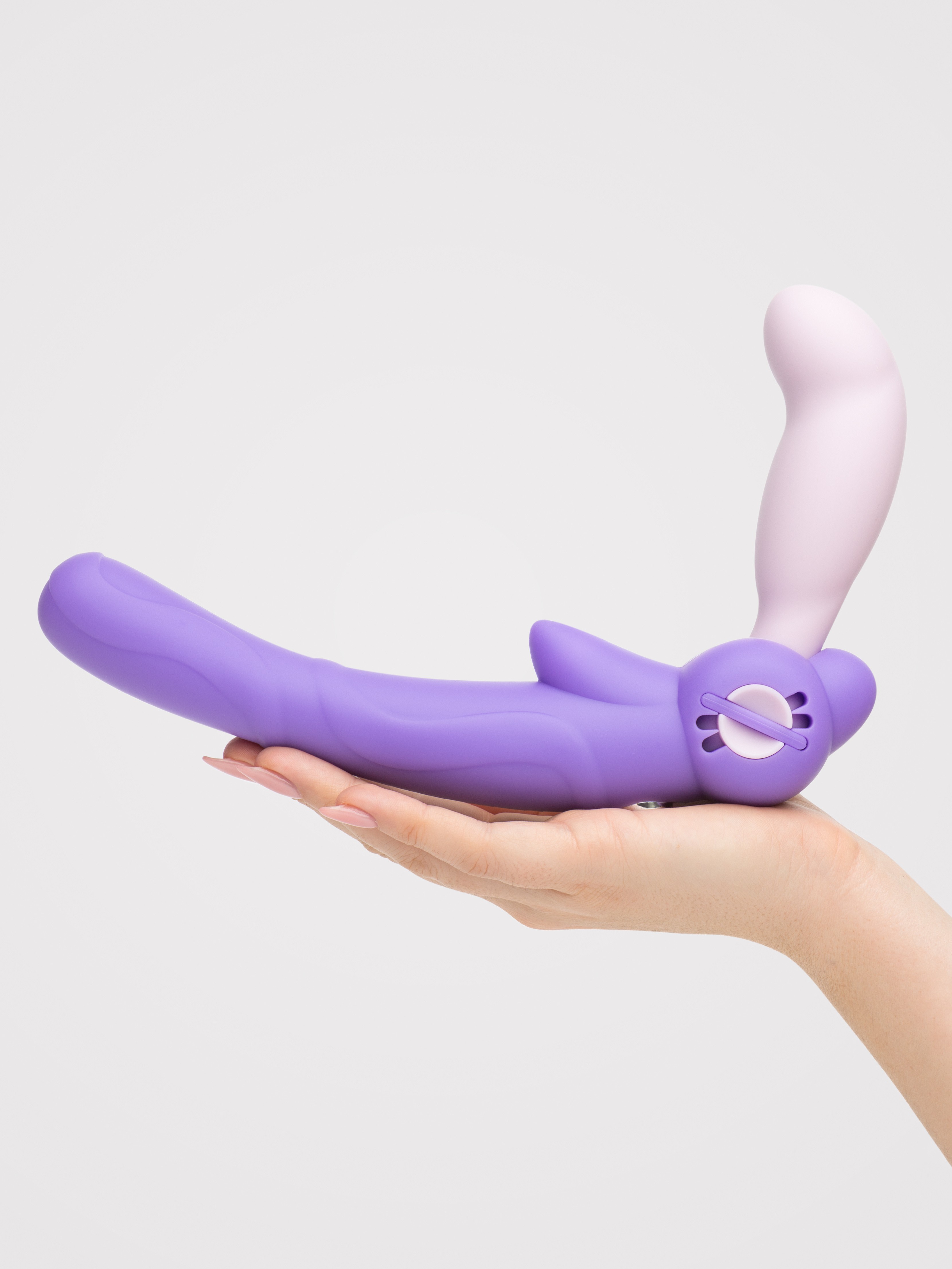 Lovehoney Double Delight Adjustable Vibrating Strapless Strap-On Dildo, Purple, hi-res