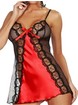 Beauty Night Michéle Satin and Lace Red Chemise, Red, hi-res