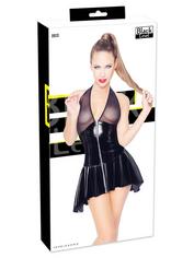 Black Level PVC Zip Front Halterneck Mini Dress, Black, hi-res