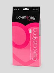 Lovehoney Plus Size Long Sleeve Lace Garter Bodystocking, Black, hi-res