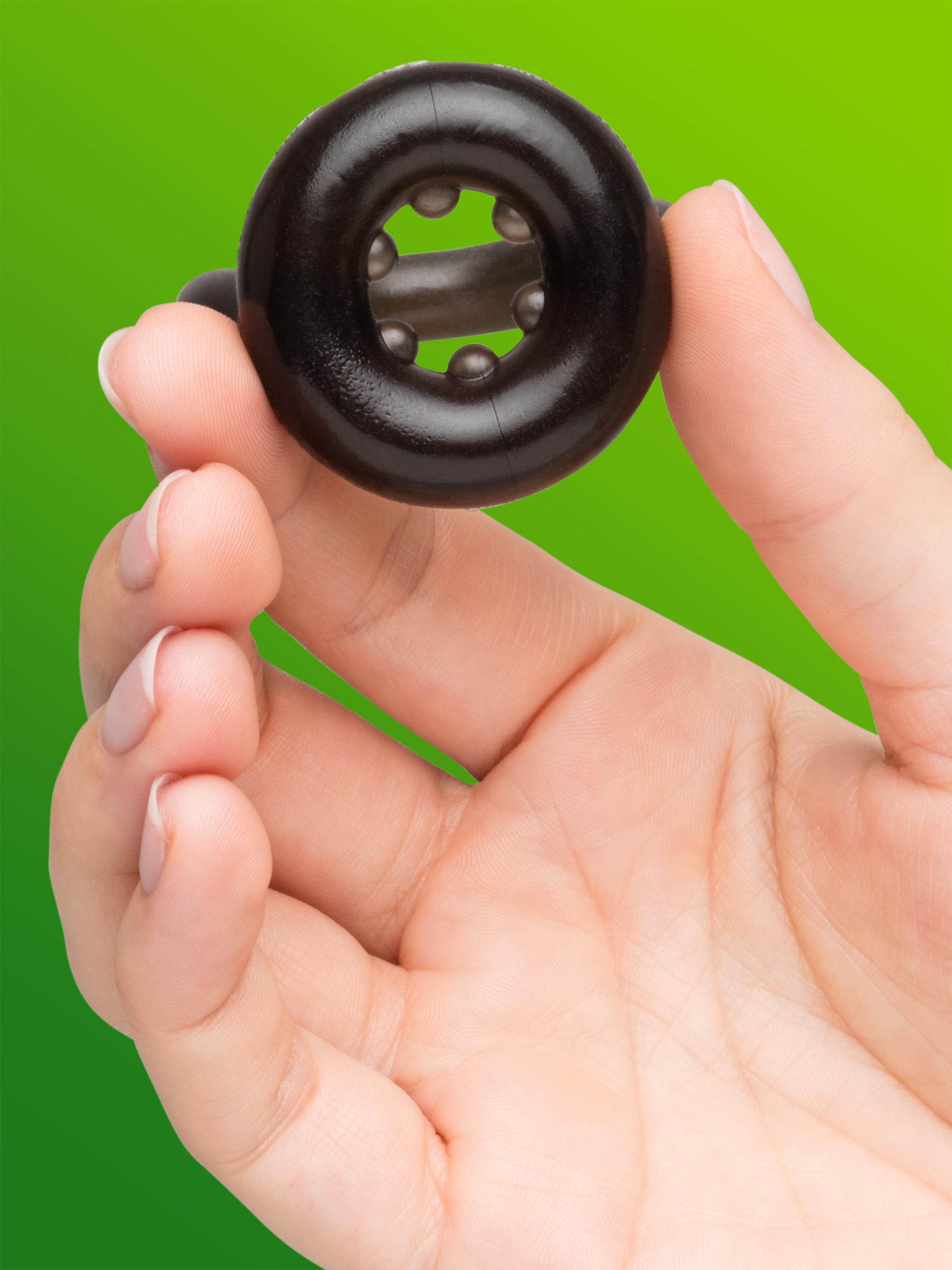 Lovehoney Performance Enhancer Double Stamina Ring, Black, hi-res