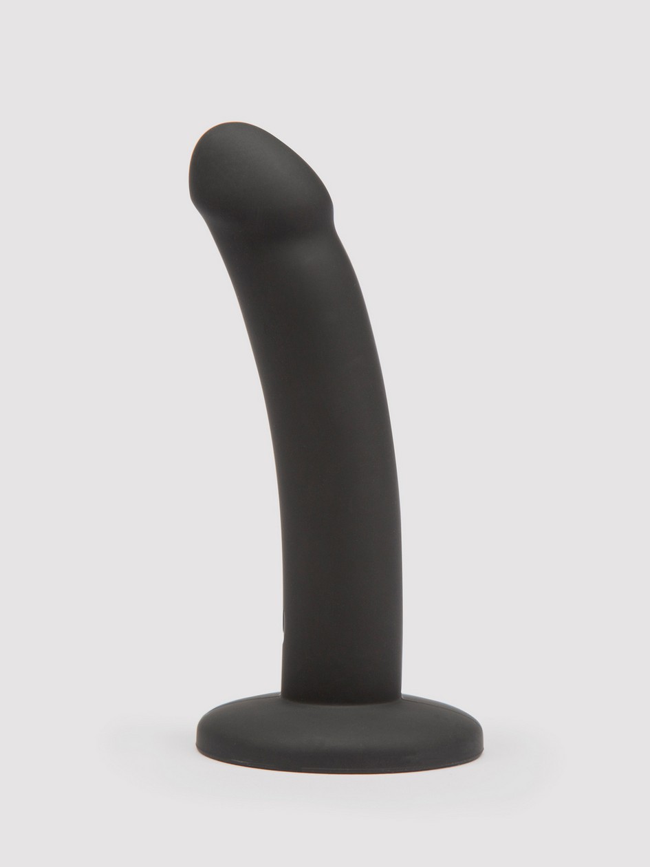 Lovehoney Curved Silicone Suction Cup Dildo 5.5 Inch, Black, hi-res