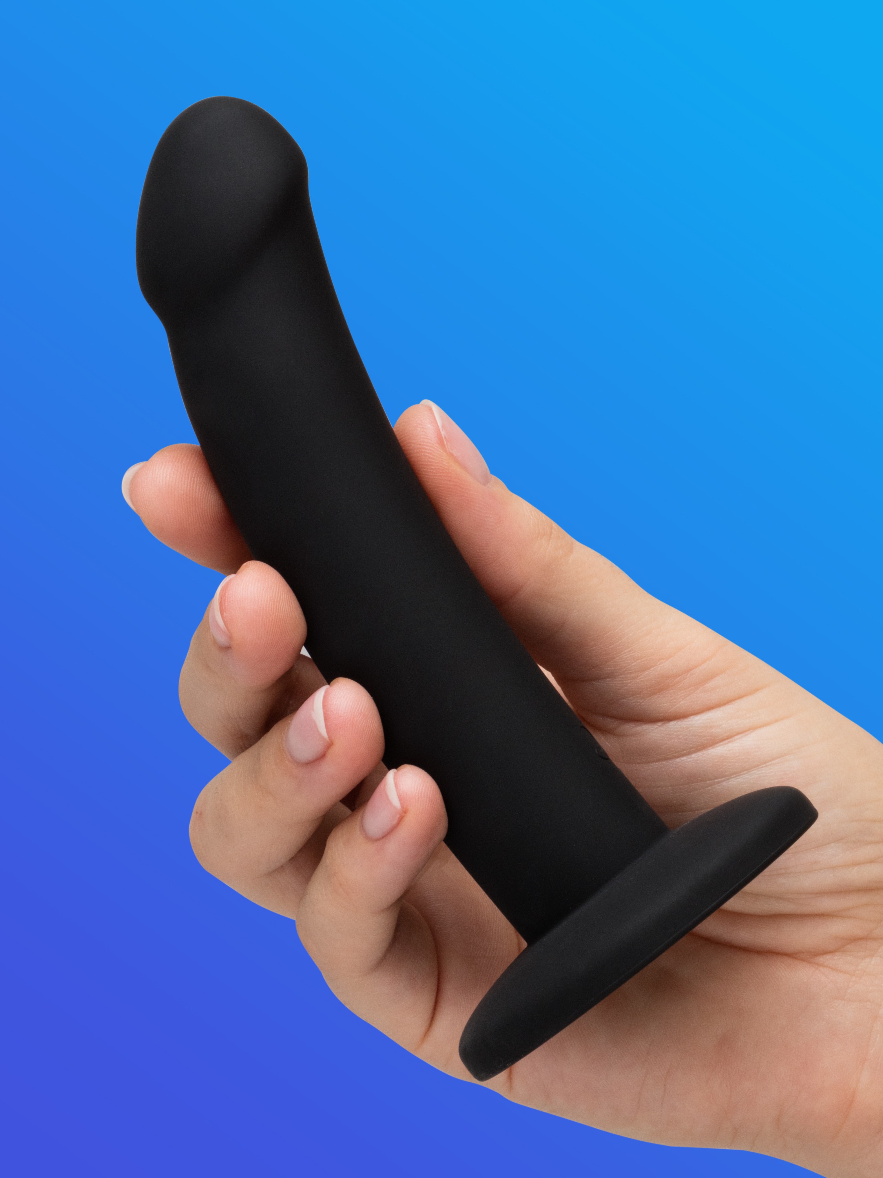 Lovehoney Curved Silicone Suction Cup Dildo 5.5 Inch, Black, hi-res