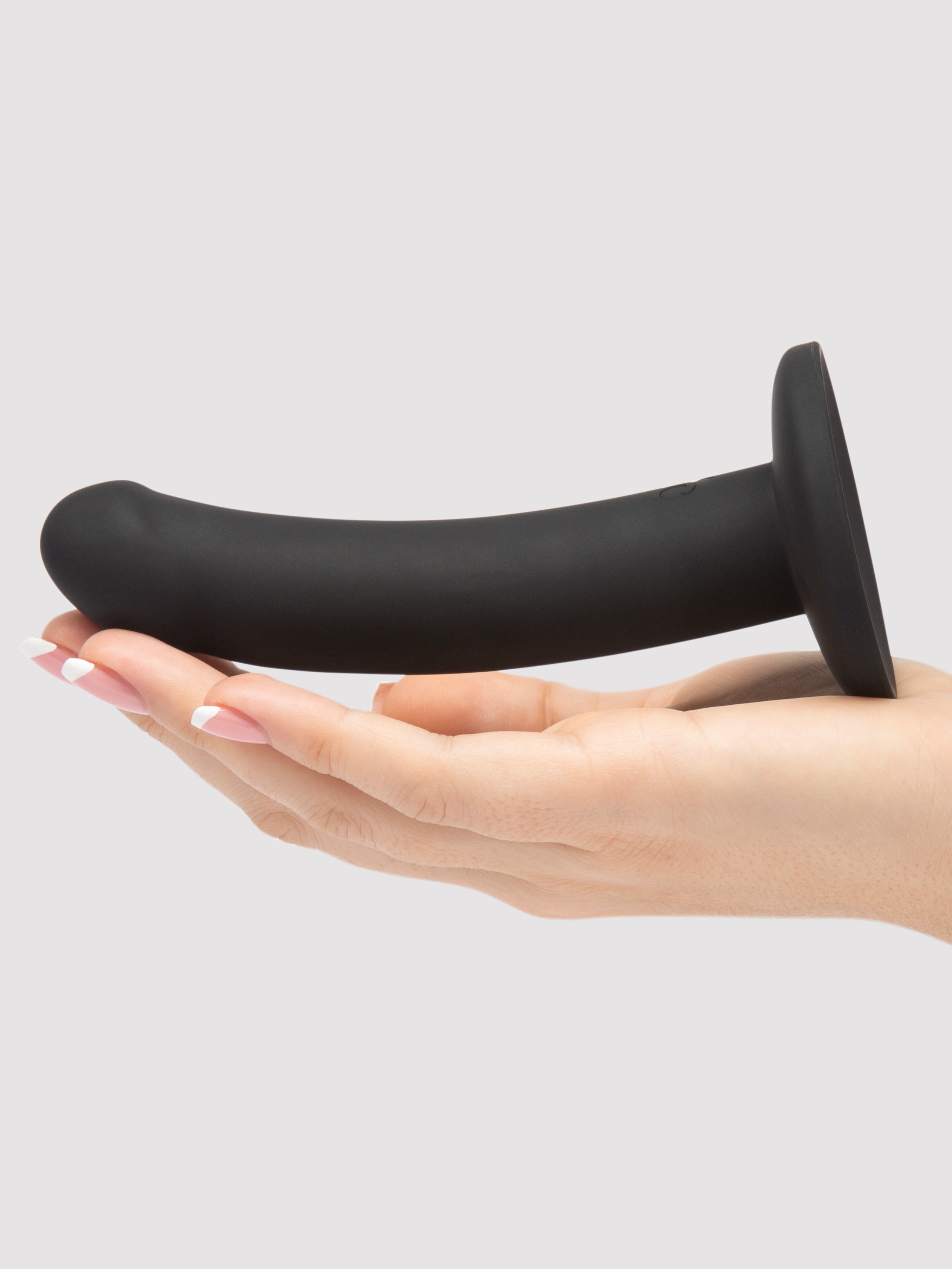 Lovehoney Curved Silicone Suction Cup Dildo 5.5 Inch, Black, hi-res