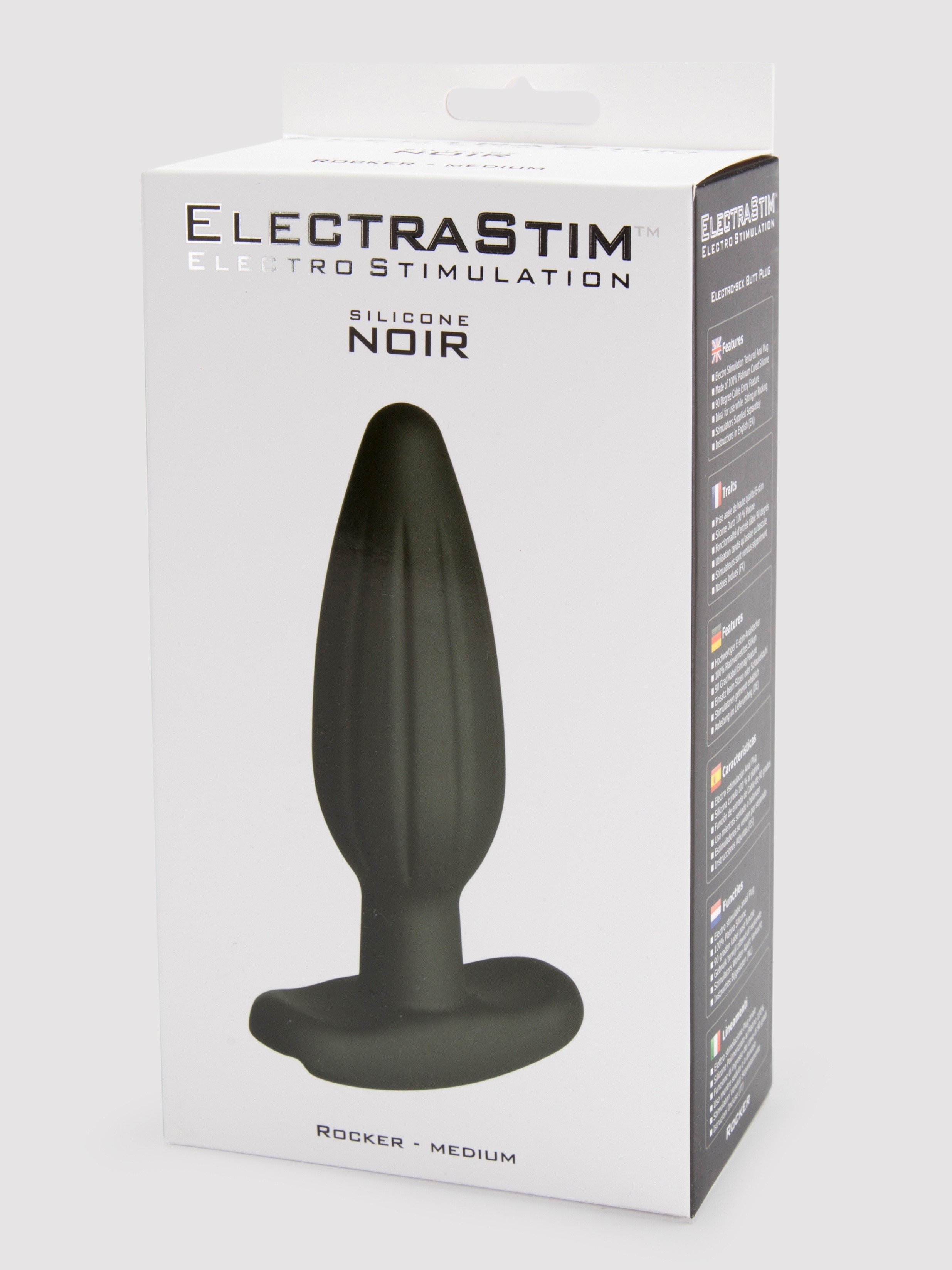 ElectraStim Bi-Polar Electrosex Silicone Noir Rocker Medium Butt Plug, Black, hi-res