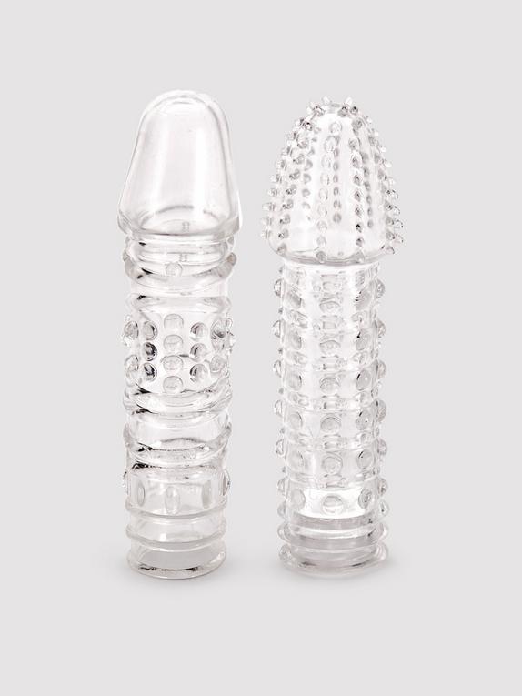 Lovehoney Twin Teasers Textured Penis Sleeves (2 Pack), Clear, hi-res