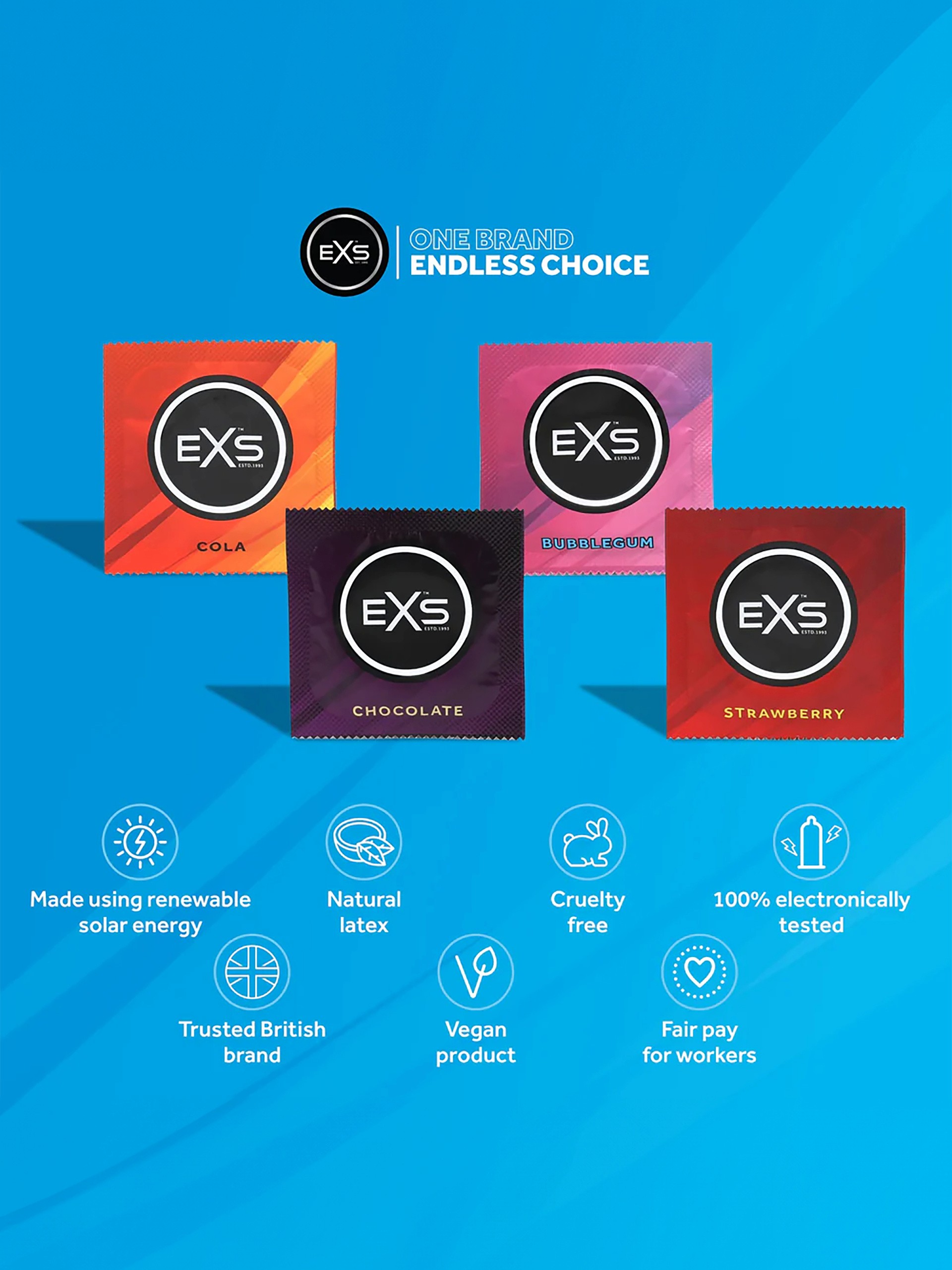 EXS Mixed Flavoured Latex Condoms (12 Pack), , hi-res