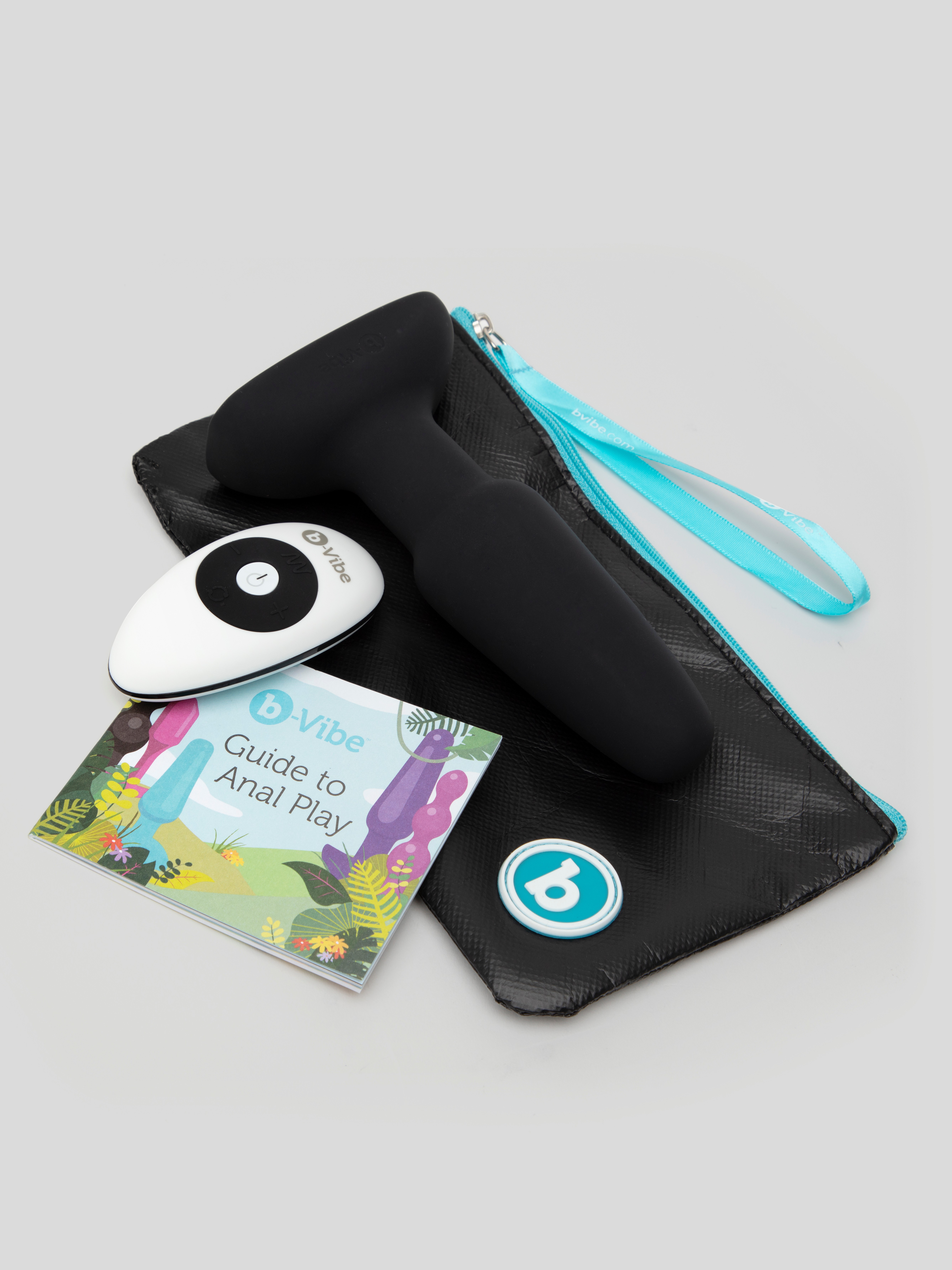 b-Vibe Remote Control Rechargeable Vibrating Rimming Butt Plug, Black, hi-res