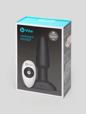 b-Vibe Remote Control Rechargeable Vibrating Rimming Butt Plug, Black, hi-res