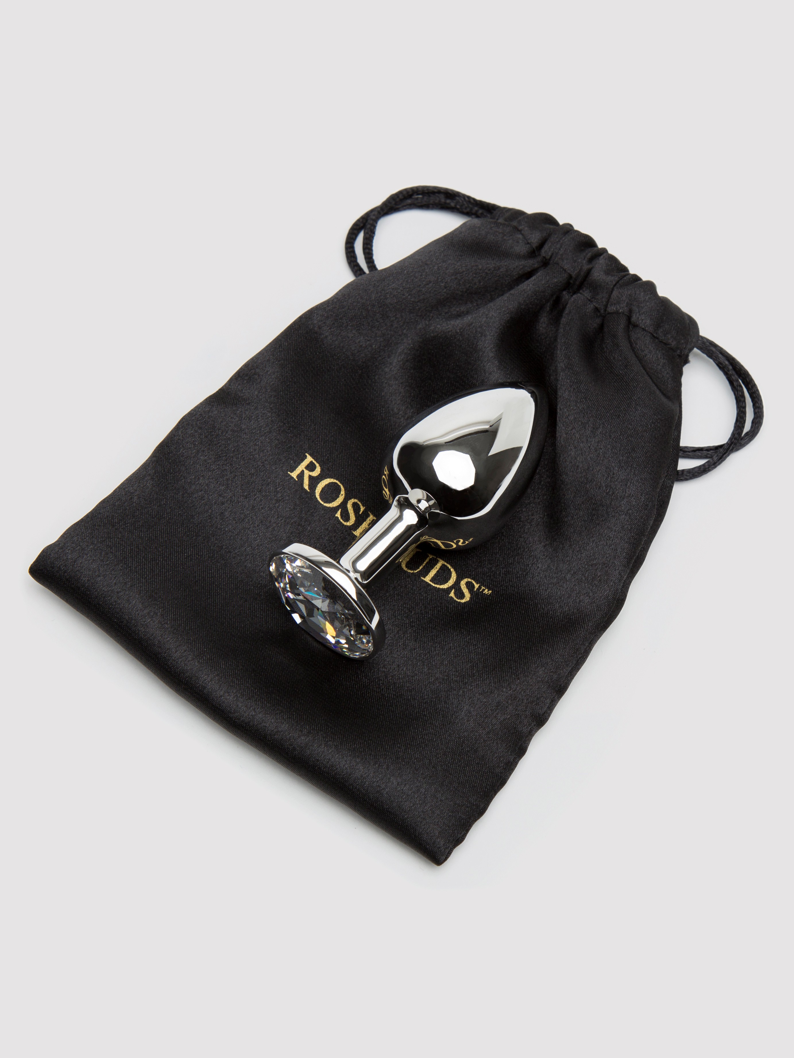 Rosebuds Stainless Steel Swarovski Crystal Butt Plug 2.5 Inch, Clear, hi-res