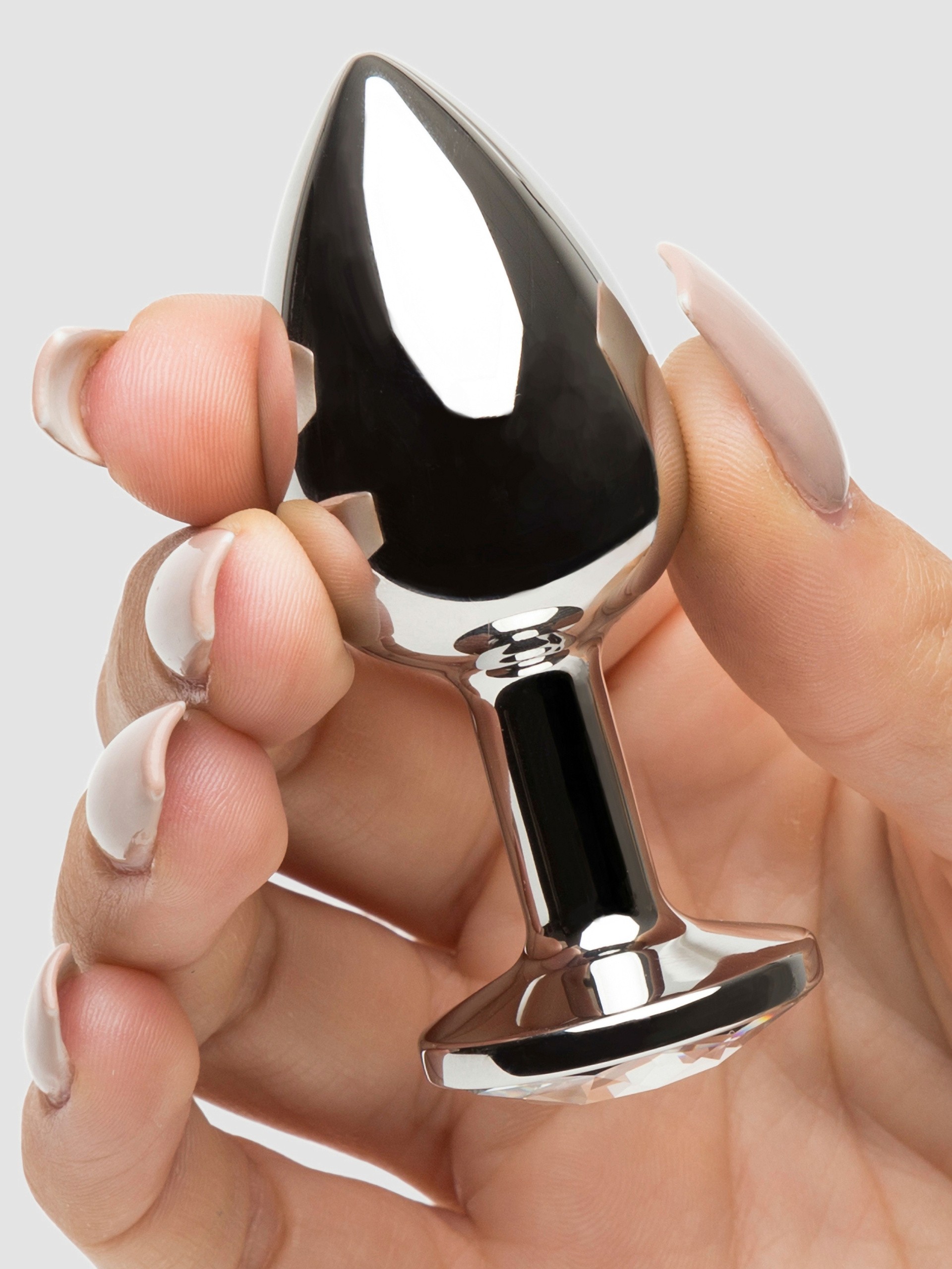 Rosebuds Stainless Steel Swarovski Crystal Butt Plug 2.5 Inch, Clear, hi-res