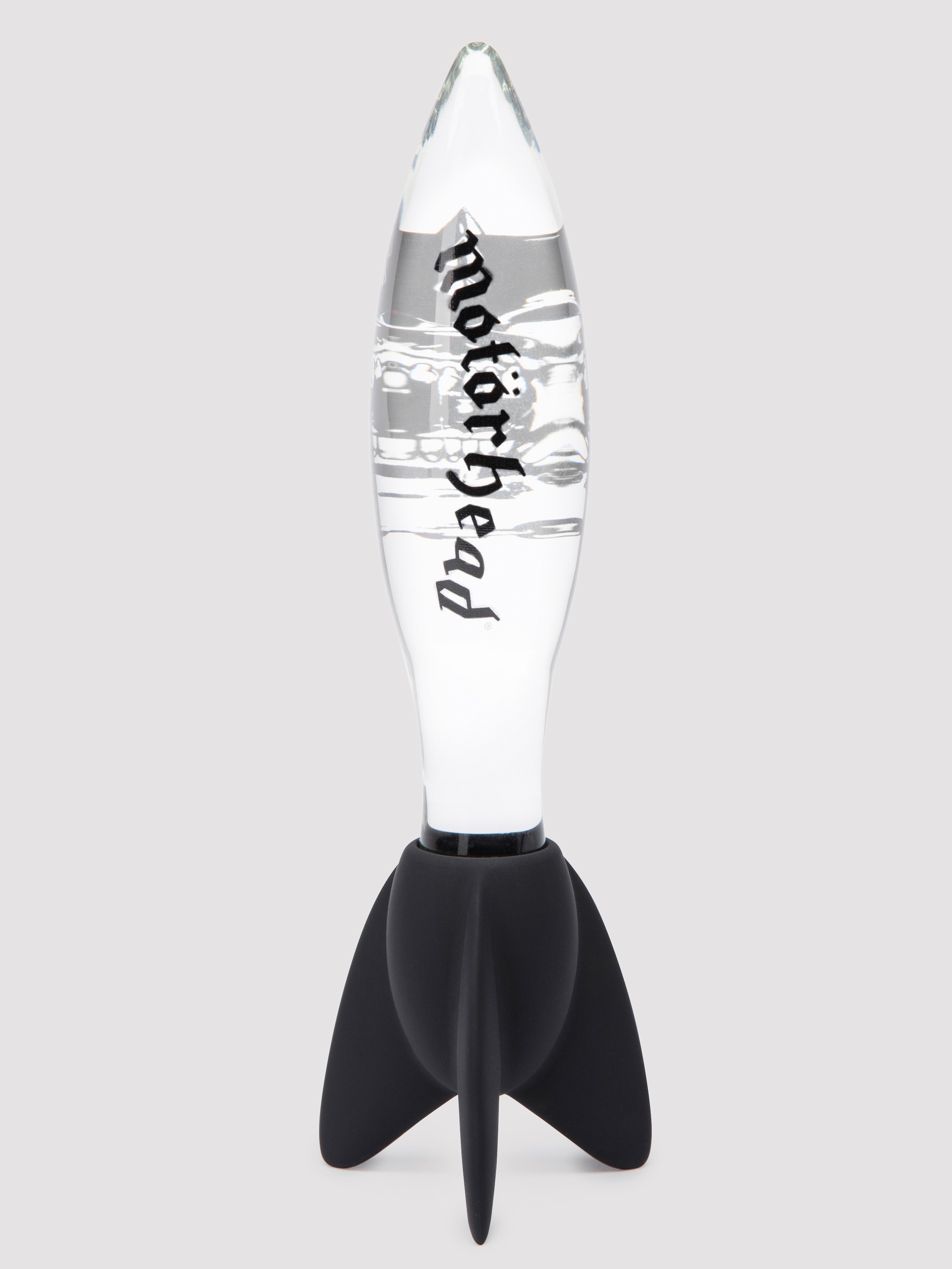 Mot&ouml;rhead Bomber Clear and Black Rock Hard Glass Dildo, Clear, hi-res