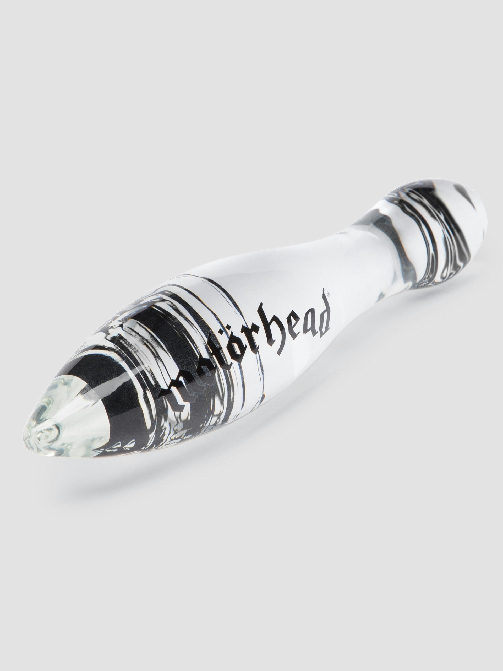 Mot&ouml;rhead Bomber Clear and Black Rock Hard Glass Dildo, Clear, hi-res