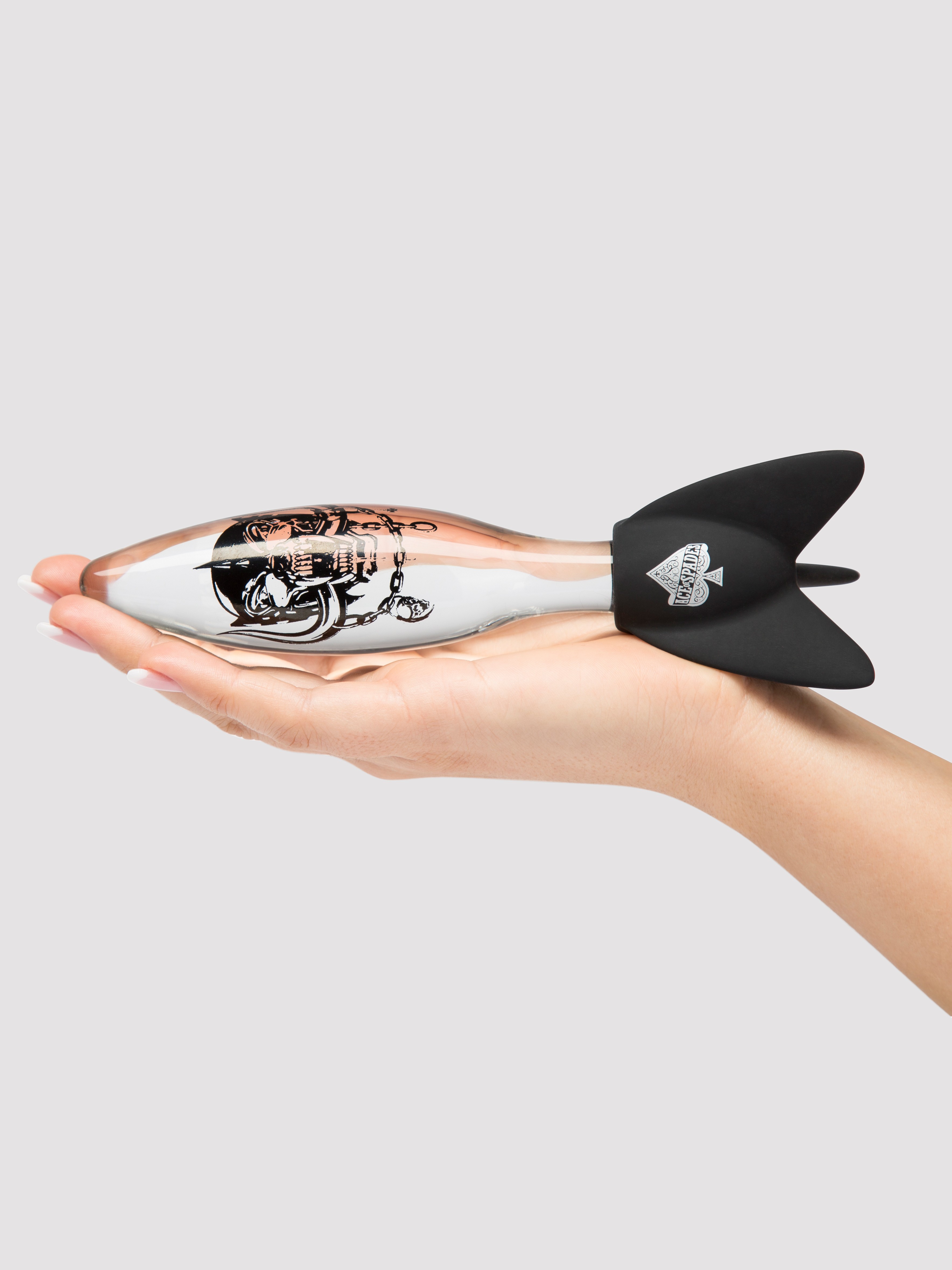 Mot&ouml;rhead Bomber Clear and Black Rock Hard Glass Dildo, Clear, hi-res