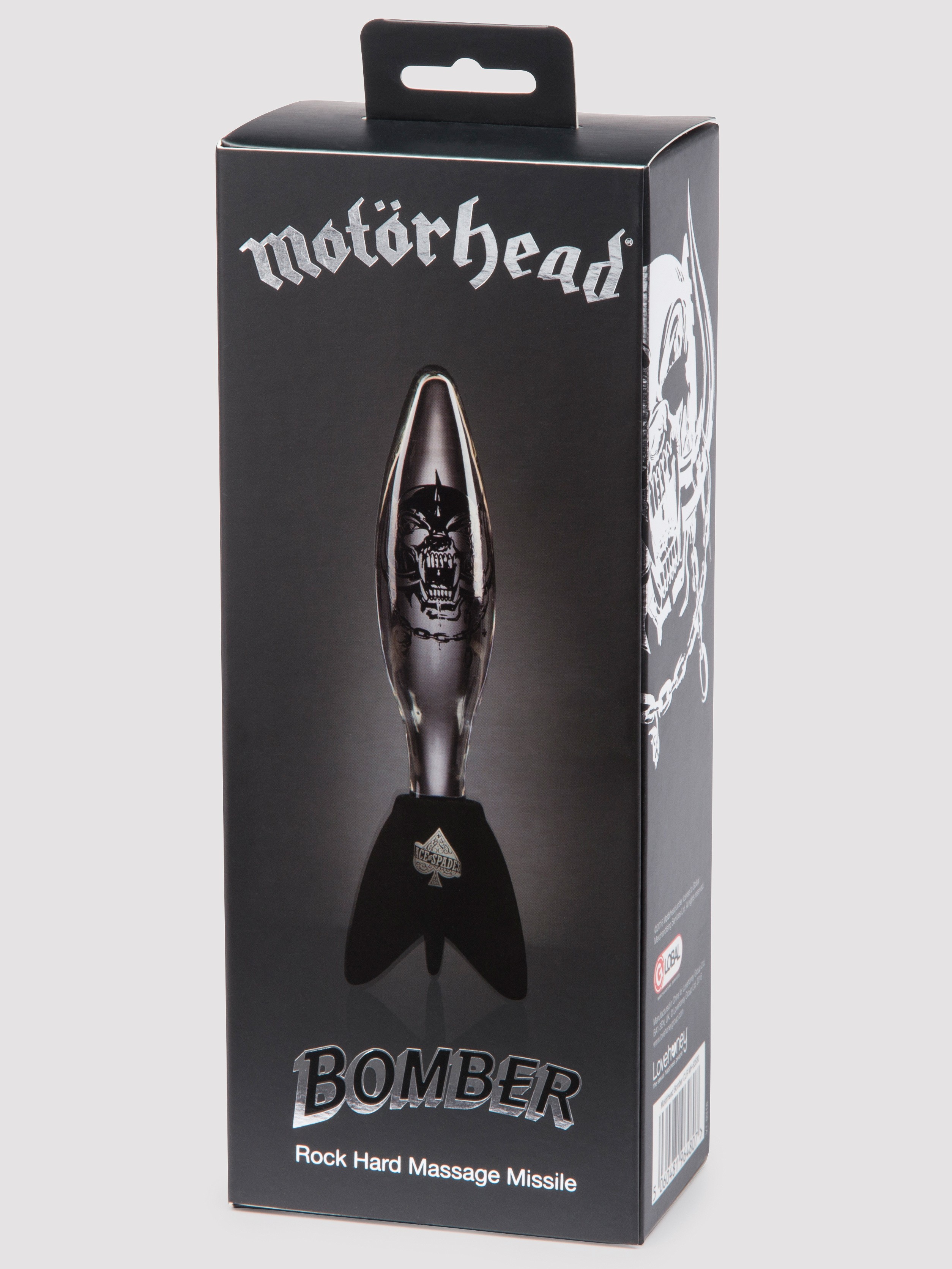 Mot&ouml;rhead Bomber Clear and Black Rock Hard Glass Dildo, Clear, hi-res