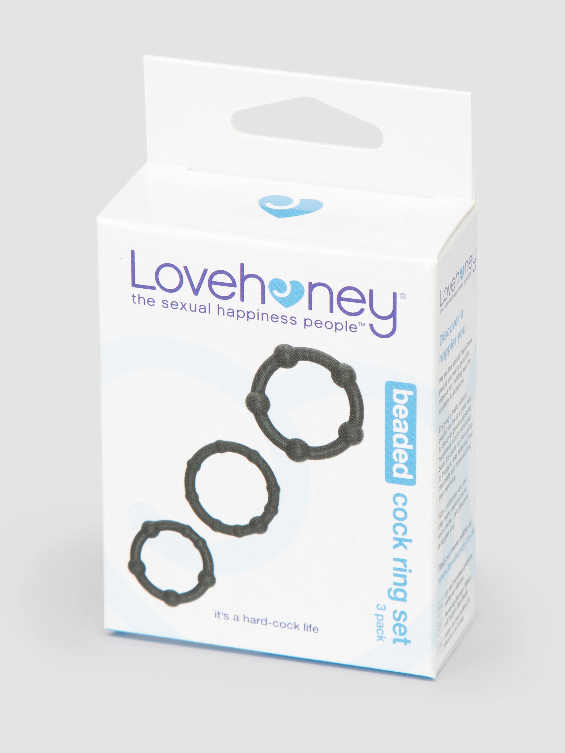 Lovehoney Get Hard Beaded Silicone Cock Ring Set (3 Pack), Black, hi-res