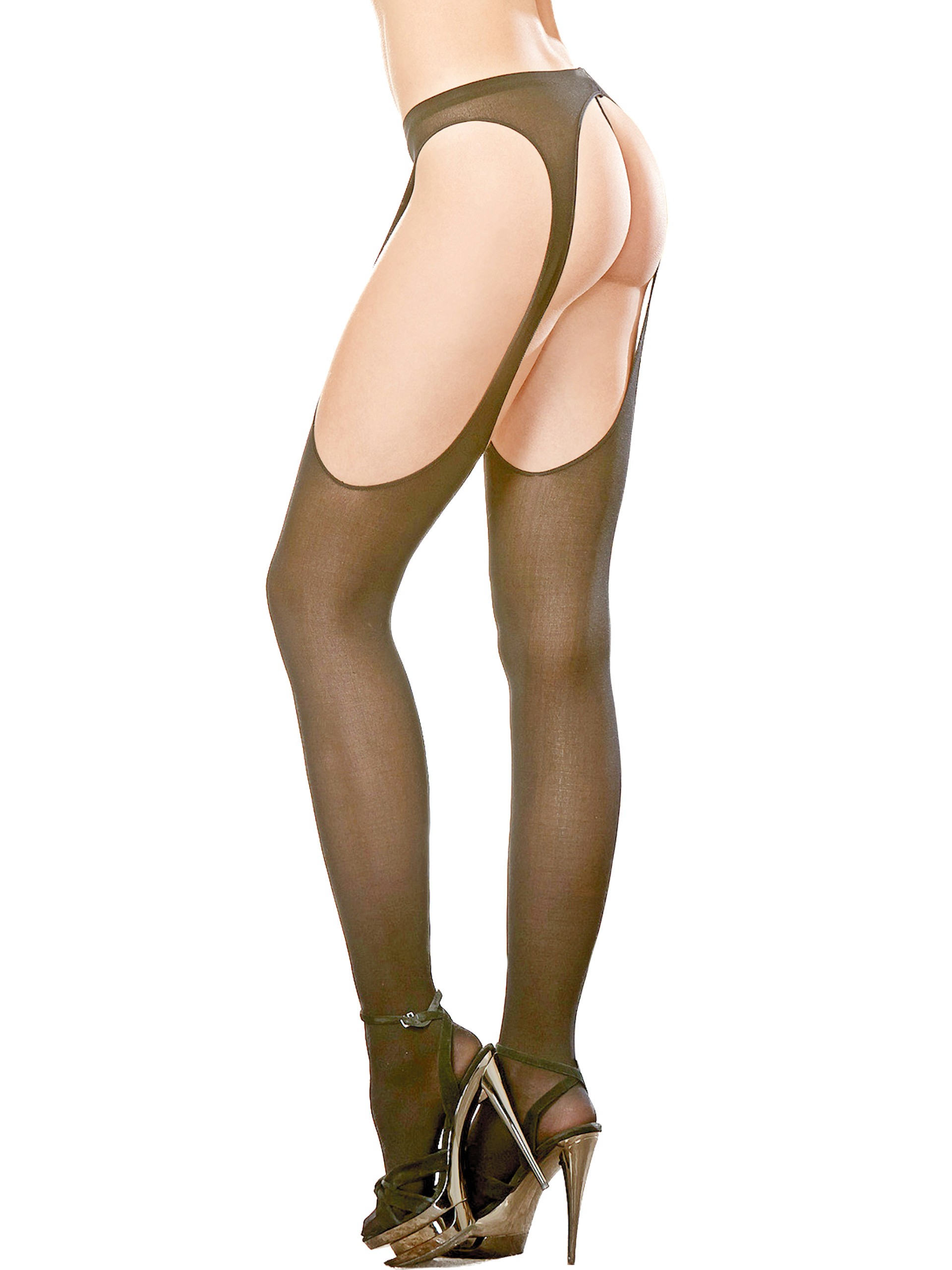 Dreamgirl Opaque Suspender Tights, Black, hi-res