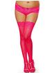 Dreamgirl Hot Pink Lace Top Thigh Highs, , hi-res