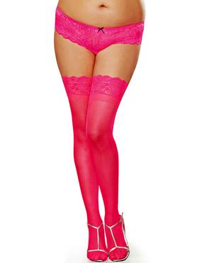 Dreamgirl Hot Pink Lace Top Hold-Ups