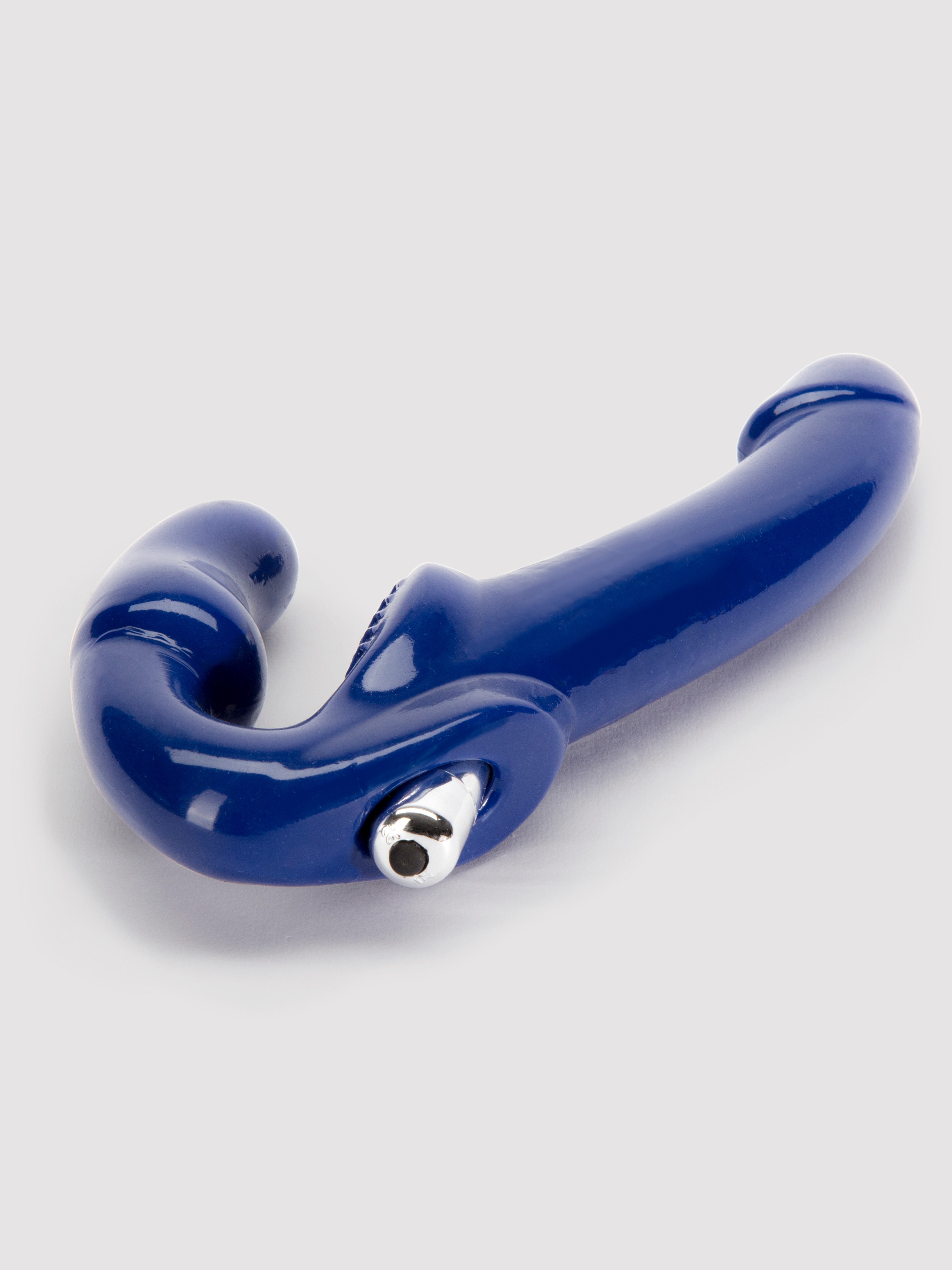 Revolver Strapless Strap-On Vibrating Dildo 7 Inch, Blue, hi-res