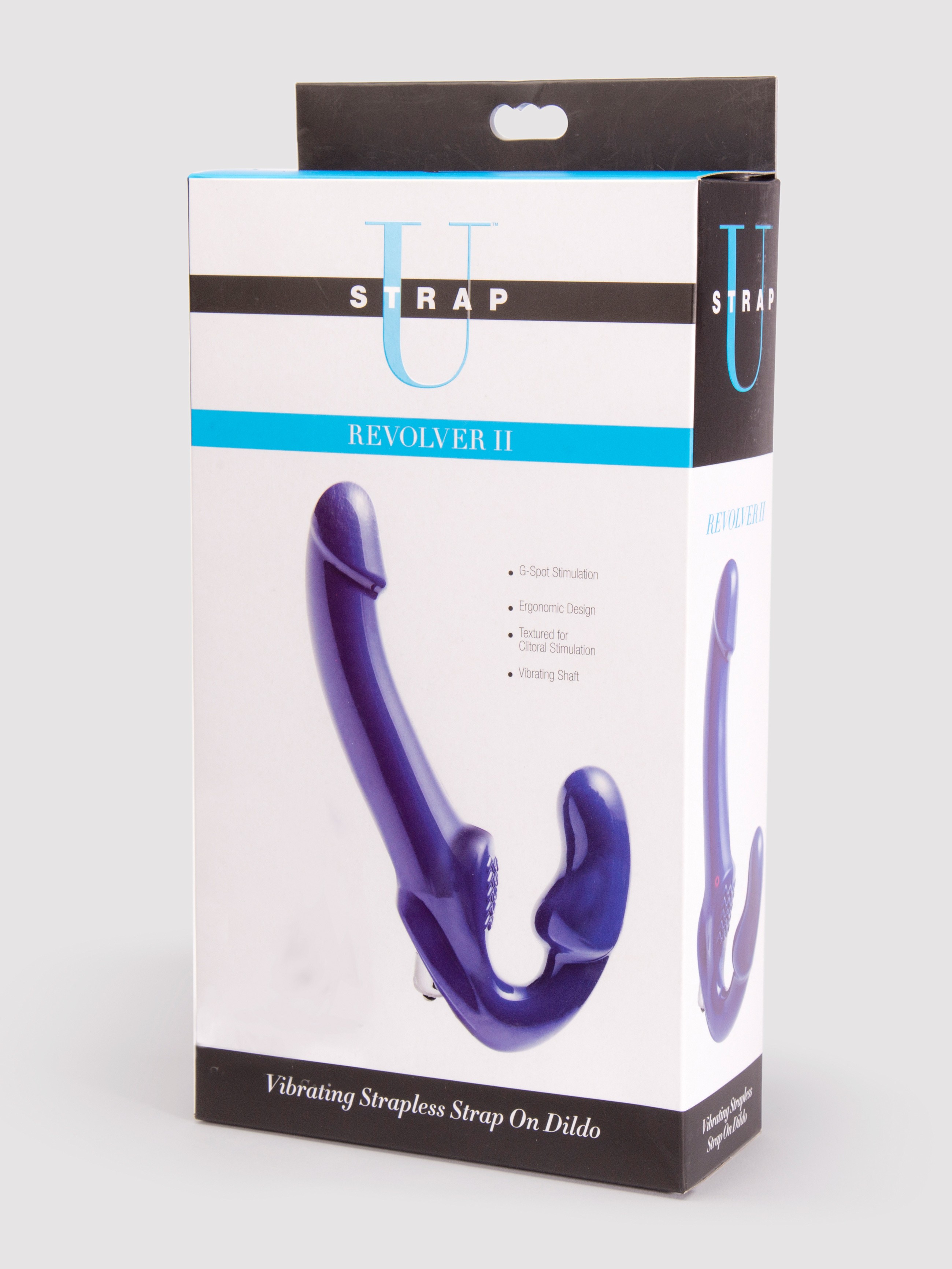 Revolver Strapless Strap-On Vibrating Dildo 7 Inch, Blue, hi-res