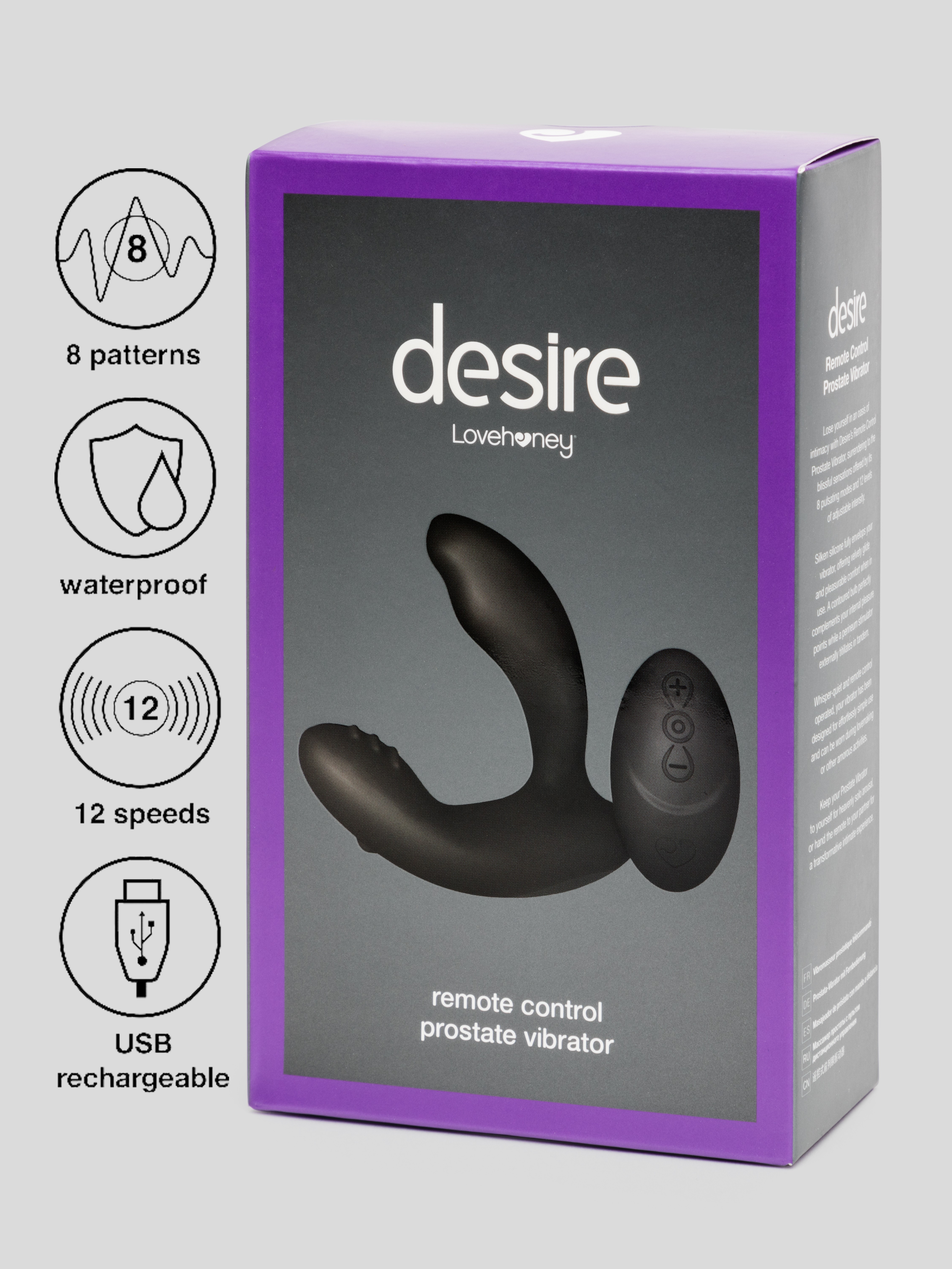 Desire Luxury Rechargeable Remote Control Prostate Massager, Black, hi-res