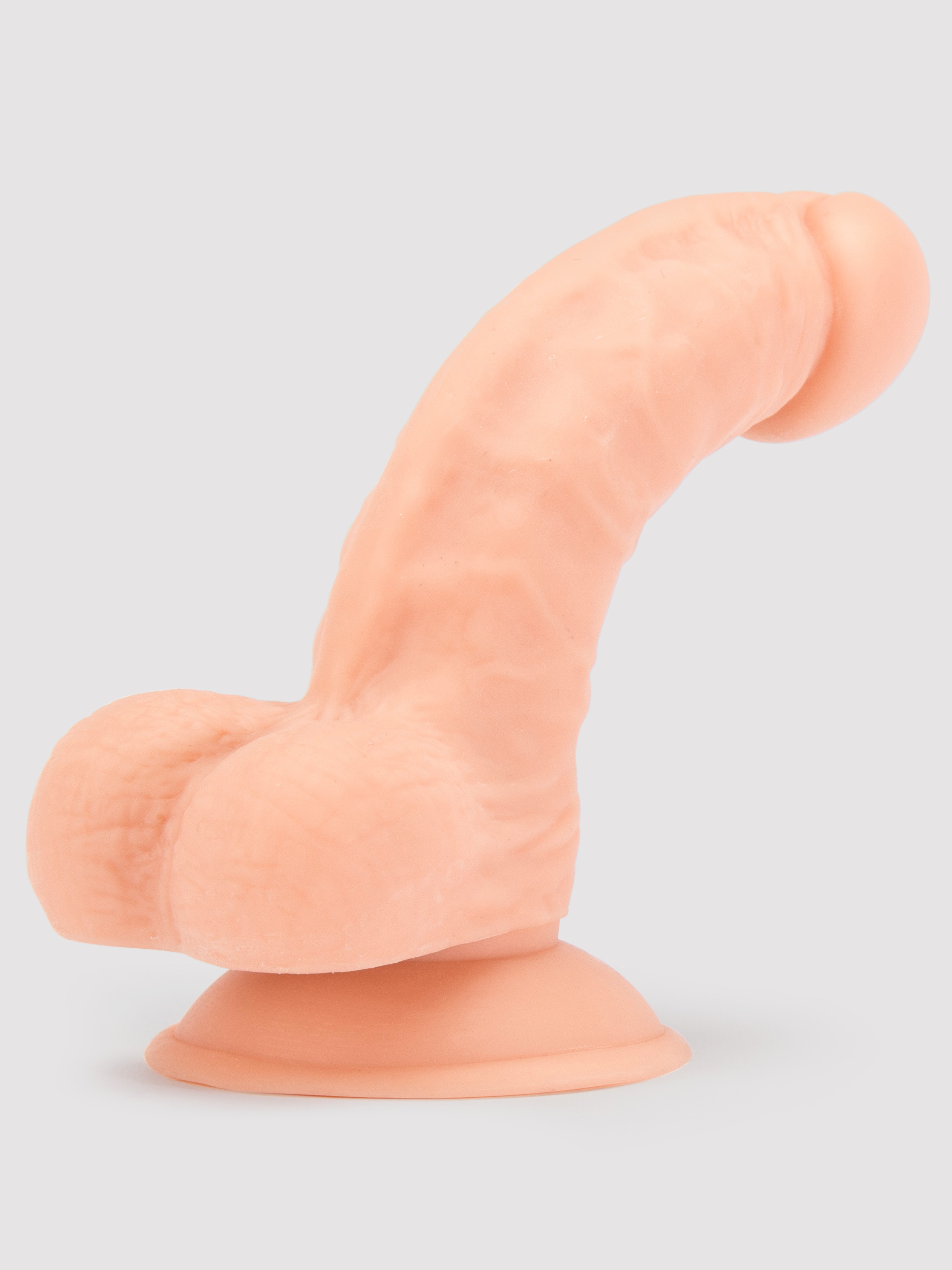 True Lover Cushioned Core Curved Suction Cup Dildo with Balls 5.5 Inch, Flesh Pink, hi-res