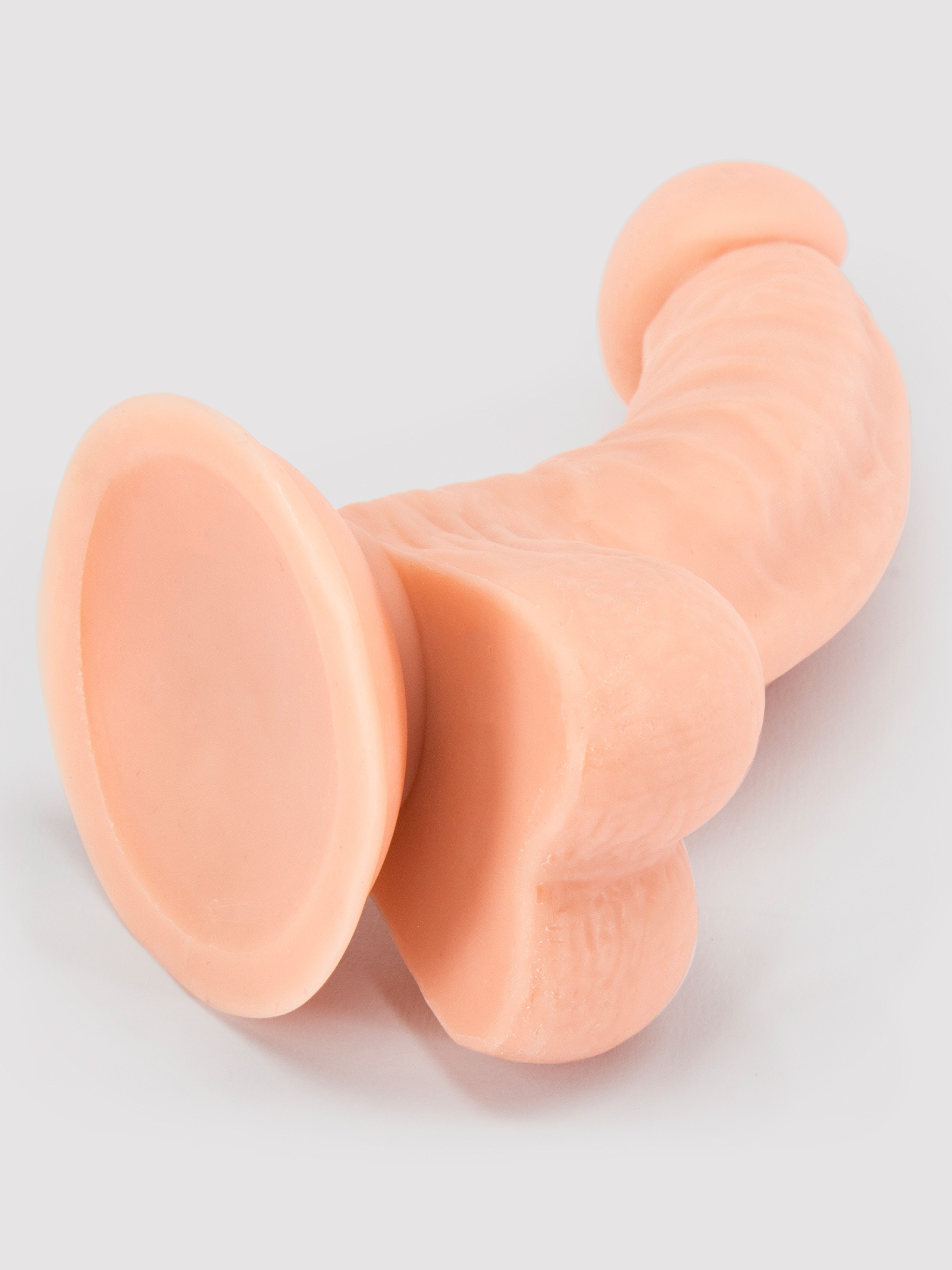 True Lover Cushioned Core Curved Suction Cup Dildo with Balls 5.5 Inch, Flesh Pink, hi-res