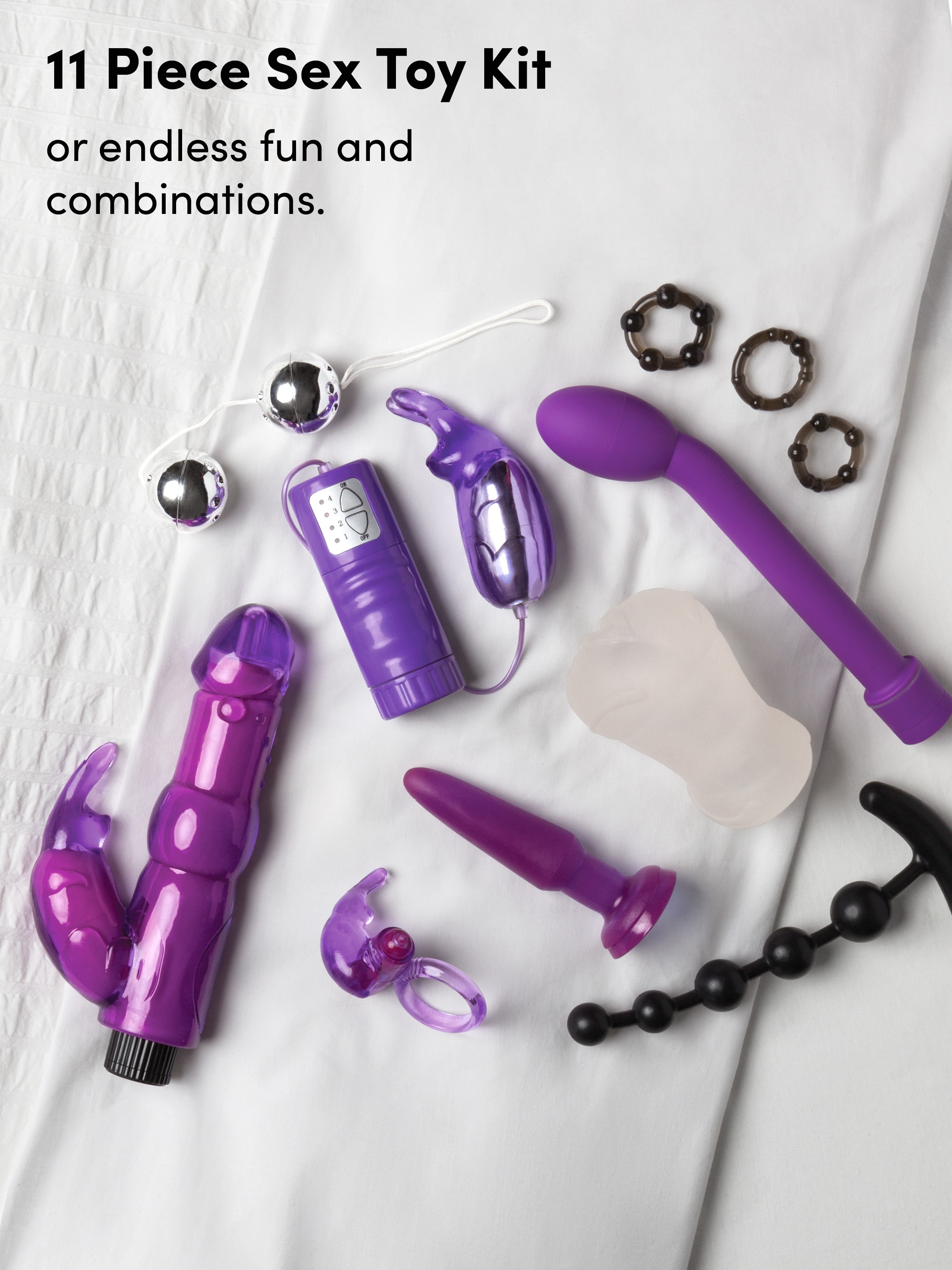 Lovehoney Wild Weekend Mega Couple's Sex Toy Kit (11 Piece), Purple, hi-res