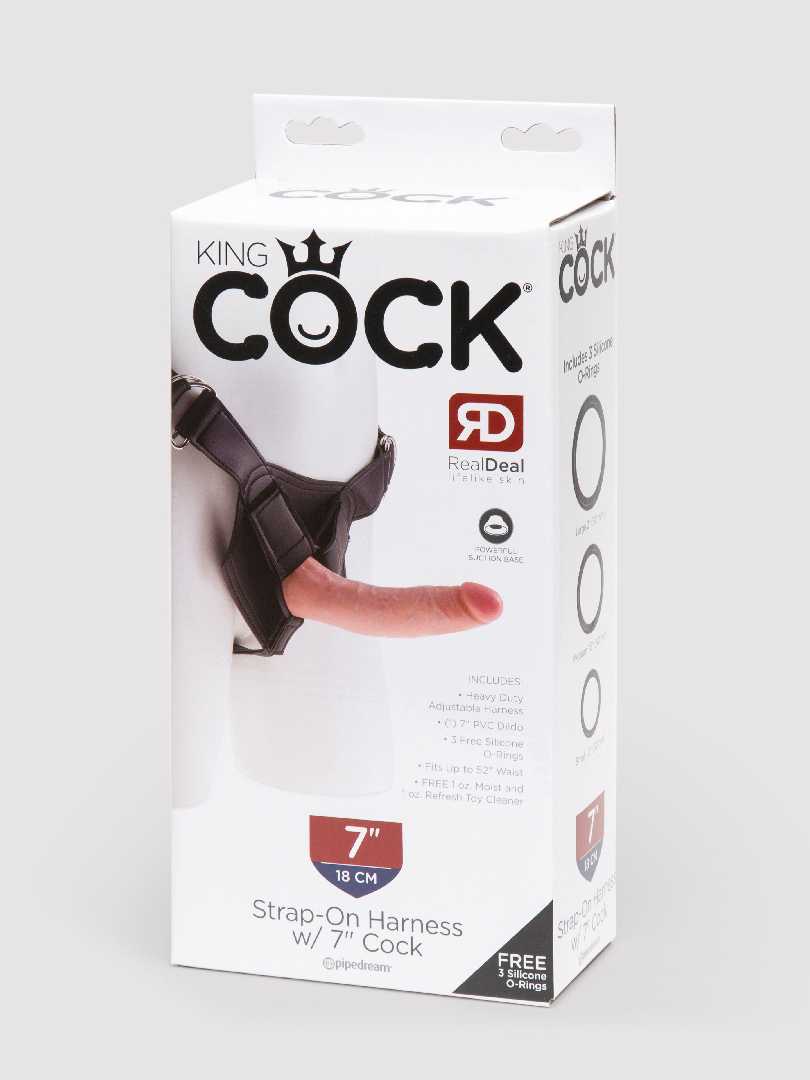 King Cock Strap-On Harness Kit with Ultra Realistic Dildo 7 Inch, Flesh Pink, hi-res