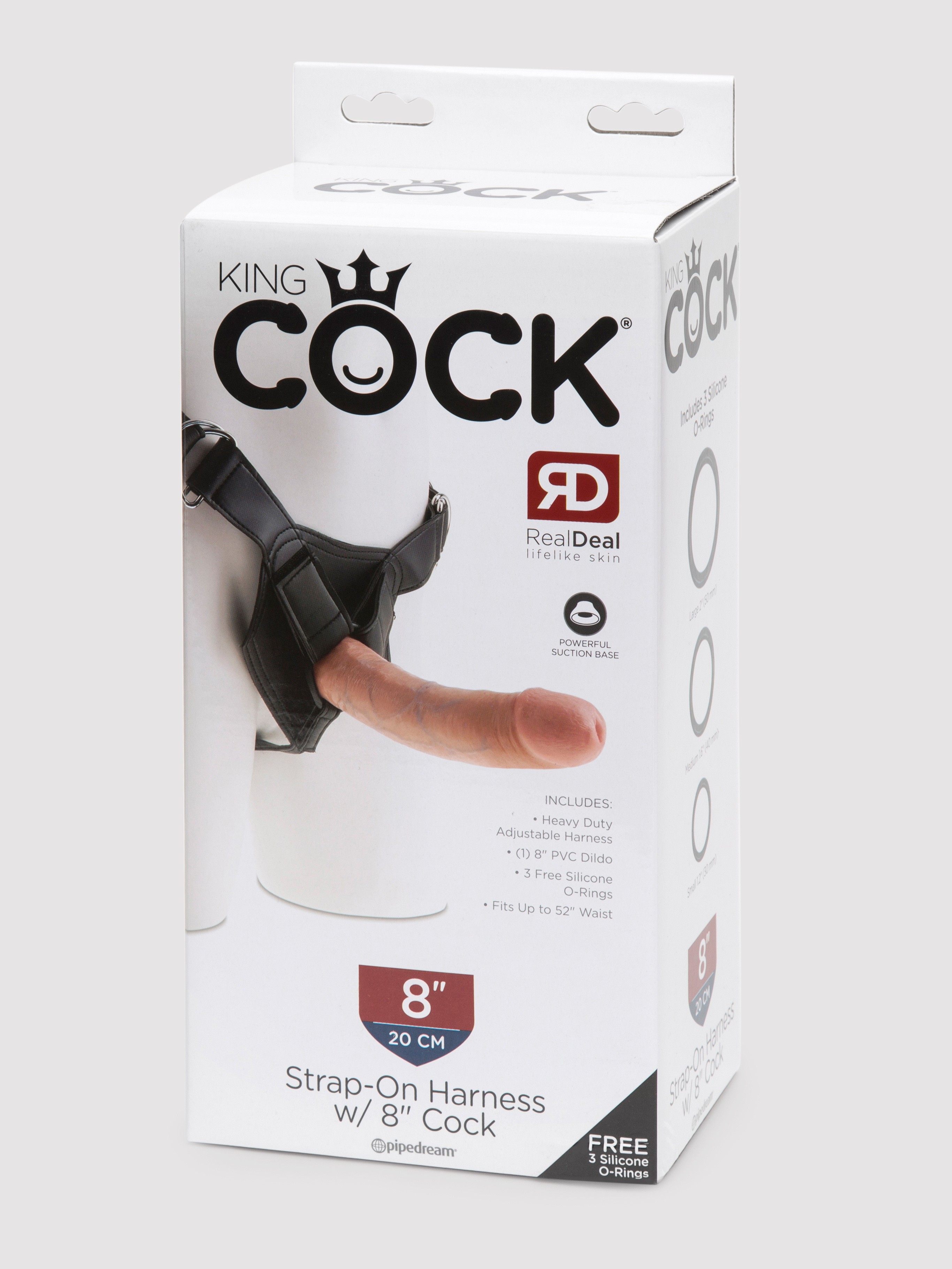 King Cock Strap-On Harness Kit with Ultra Realistic Dildo 8 Inch, Flesh Pink, hi-res