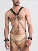 DOMINIX Deluxe Leather and Chain Harness with Cock Ring and Cuffs, Black, hi-res