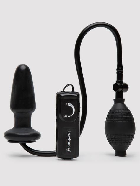 Lovehoney Vibrating Inflatable Butt Plug 4.5 Inch, Black, hi-res