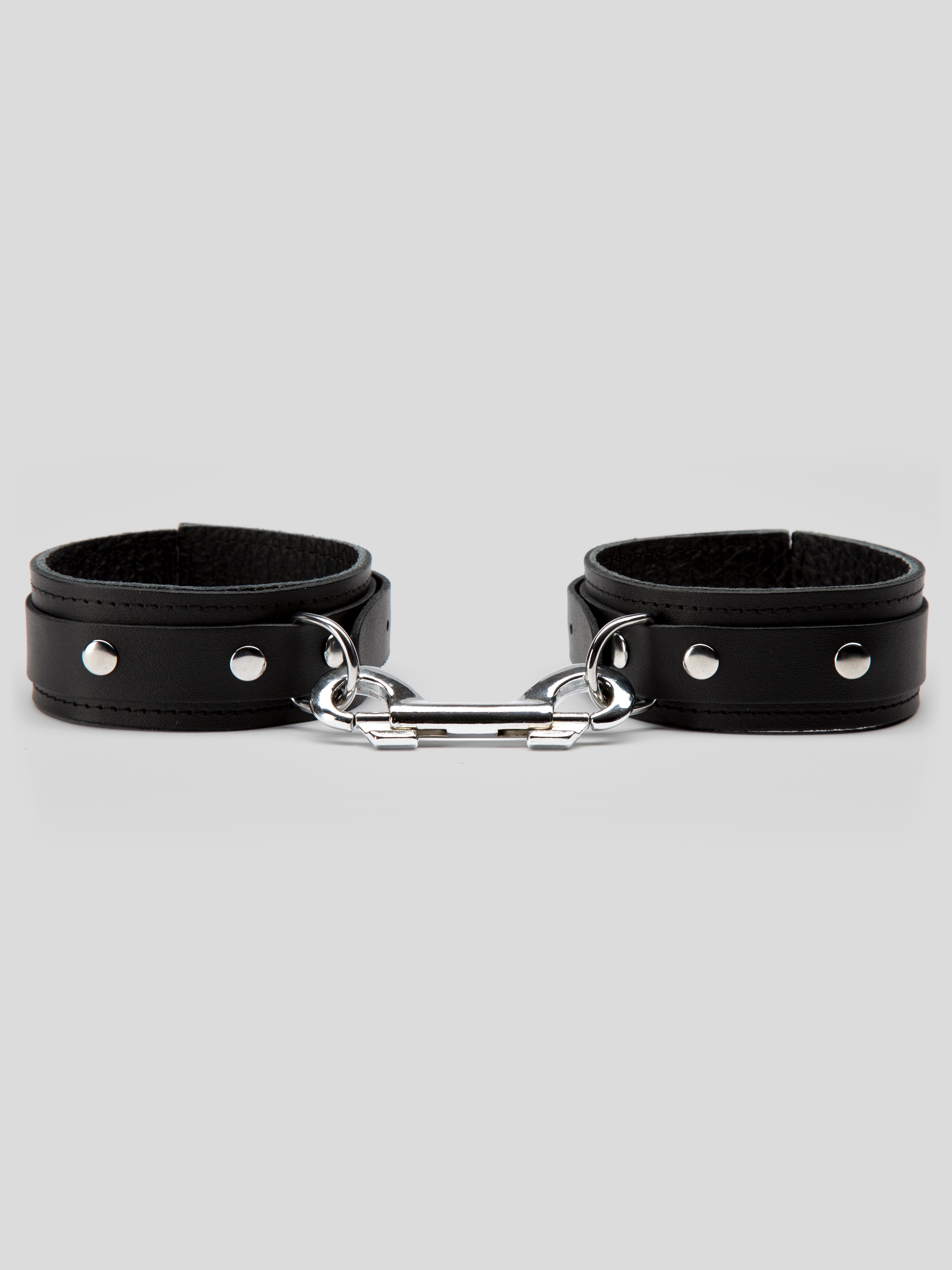 Bondage Boutique Soft Leather Ankle Cuffs, Black, hi-res