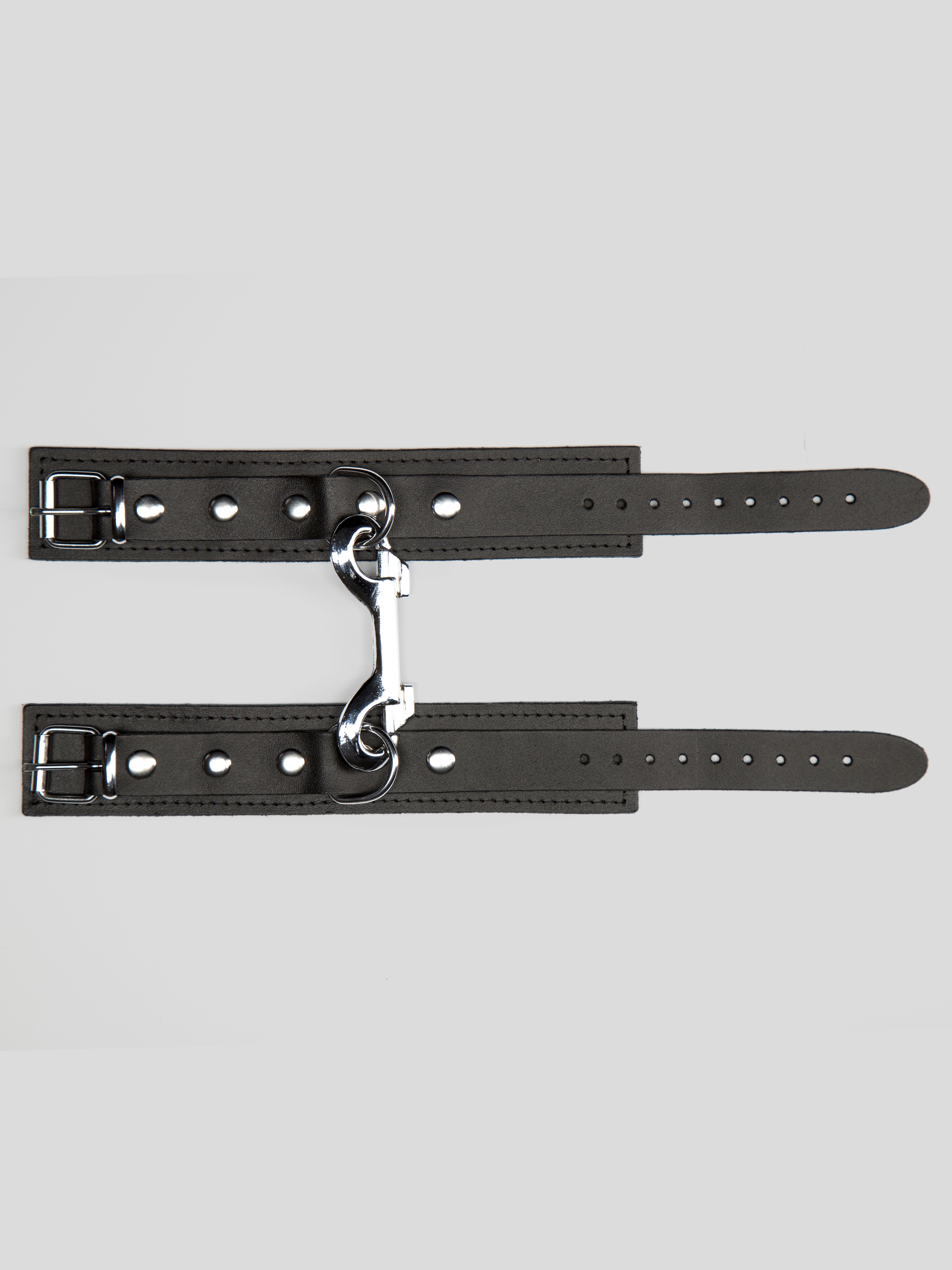 Bondage Boutique Soft Leather Handcuffs, Black, hi-res