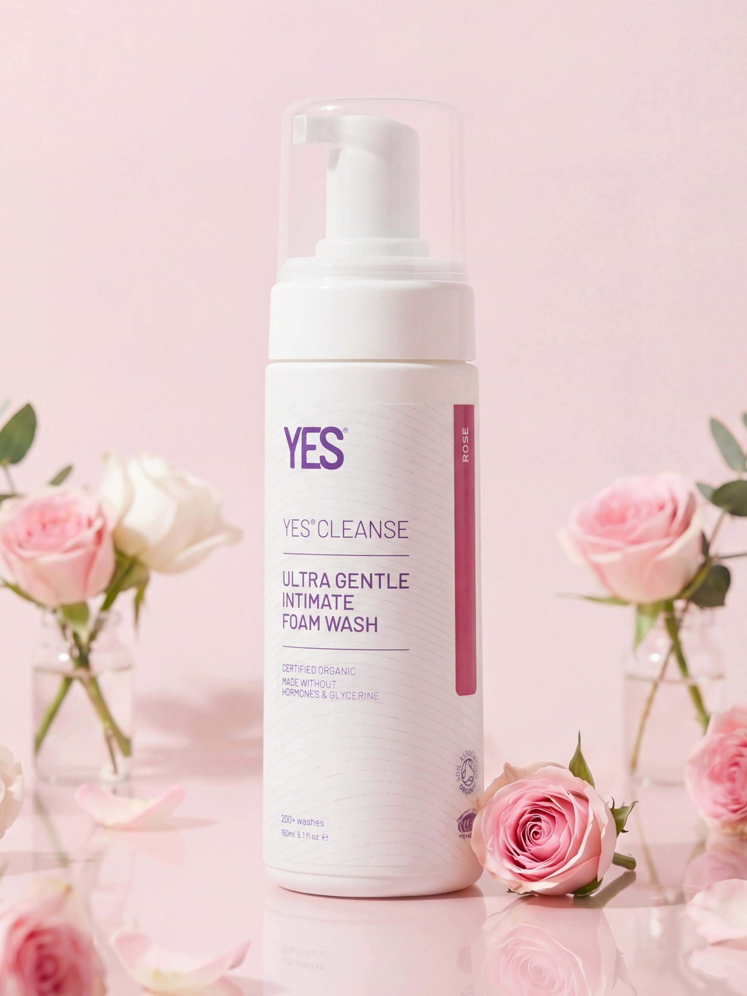YES Cleanse Rose Organic Ultra Gentle Intimate Foam Wash 150ml, , hi-res