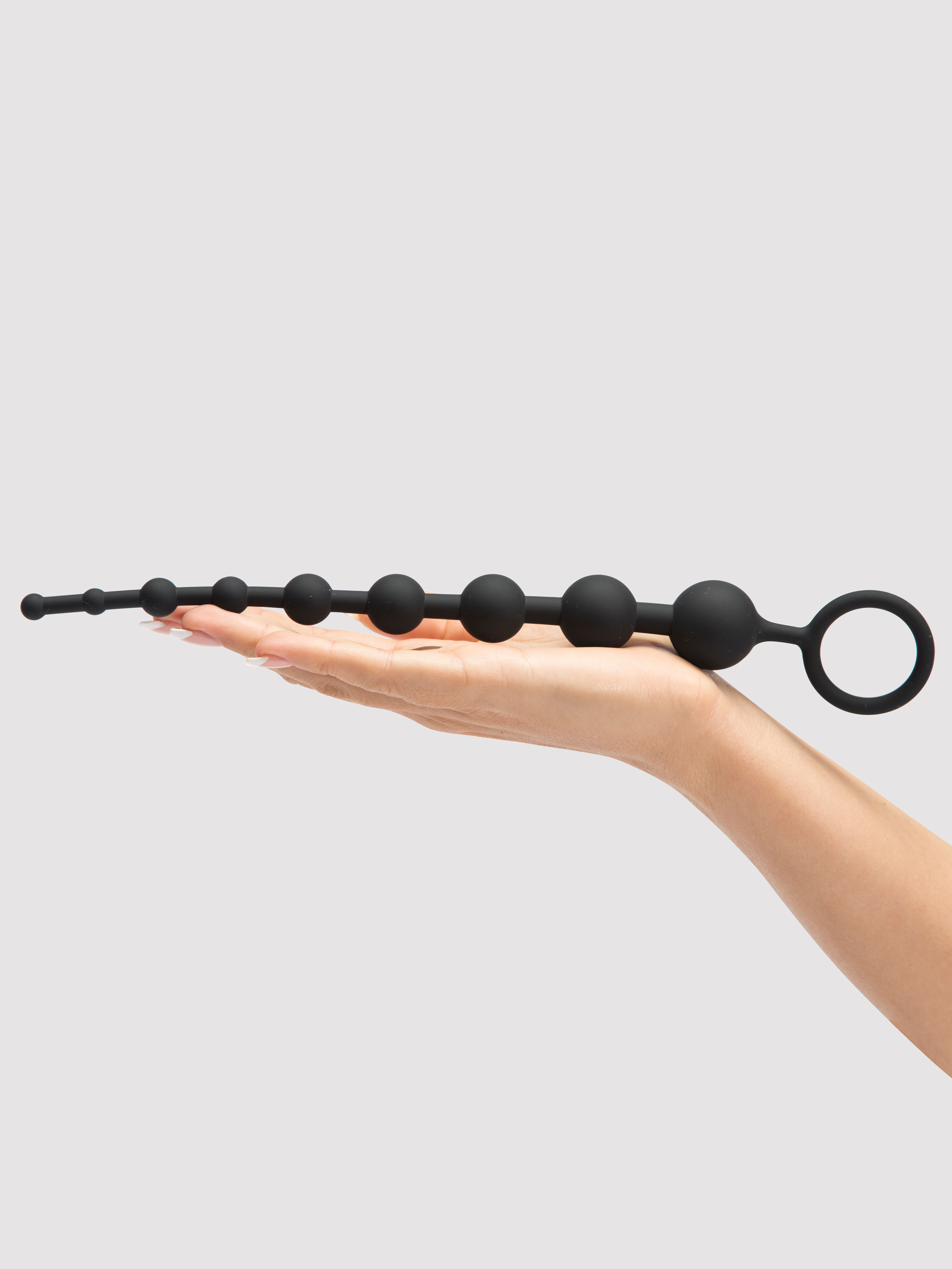 Lovehoney Classic Silicone Anal Beads 10 Inch, Black, hi-res