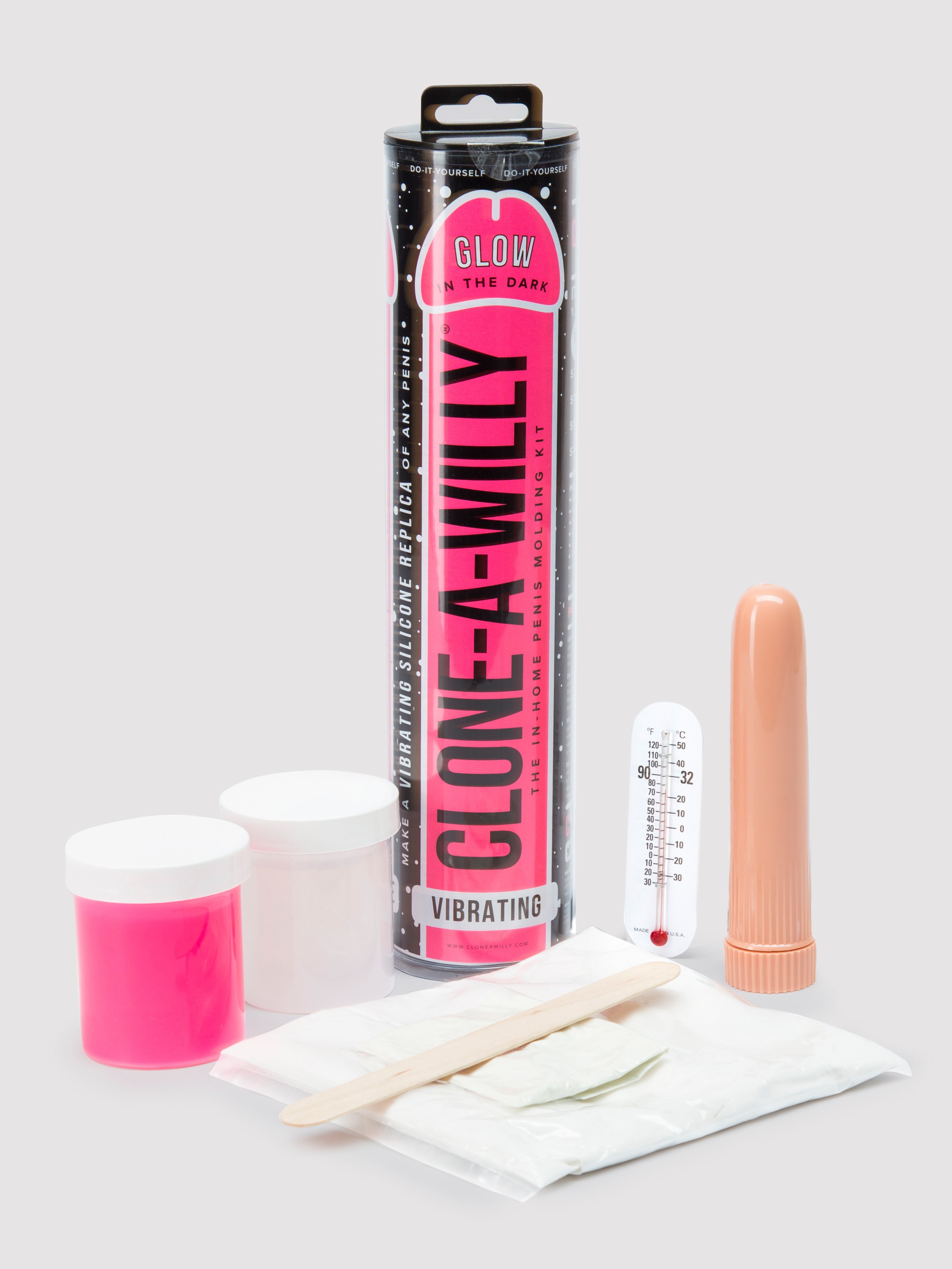 Clone-A-Willy Glow In The Dark Vibrator Moulding Kit Pink, Pink, hi-res