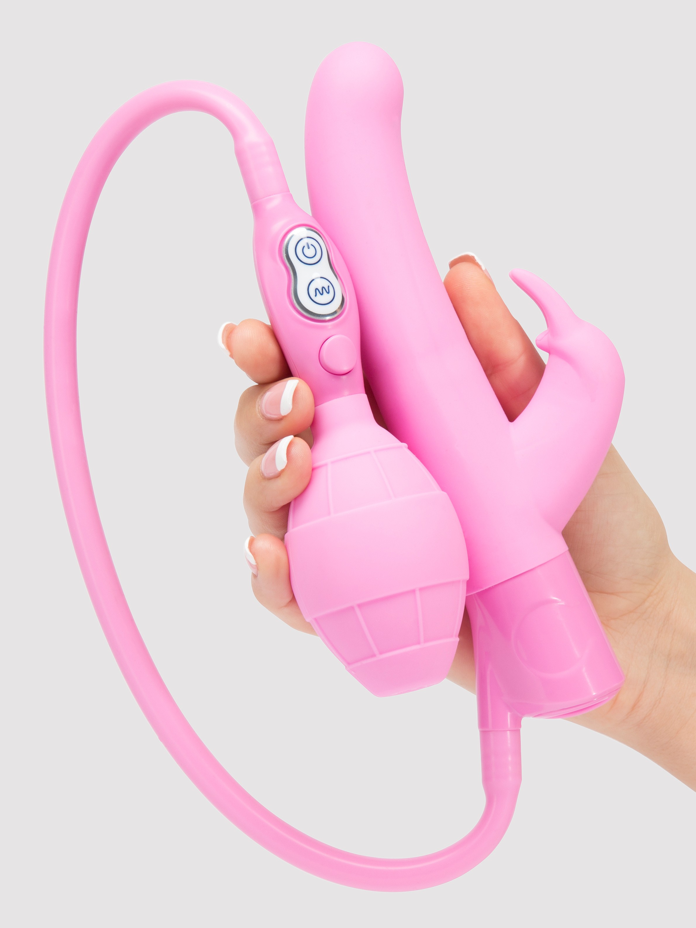 Extra Girthy Inflatable Silicone G-Spot Rabbit Vibrator 4.5 Inch, Pink, hi-res