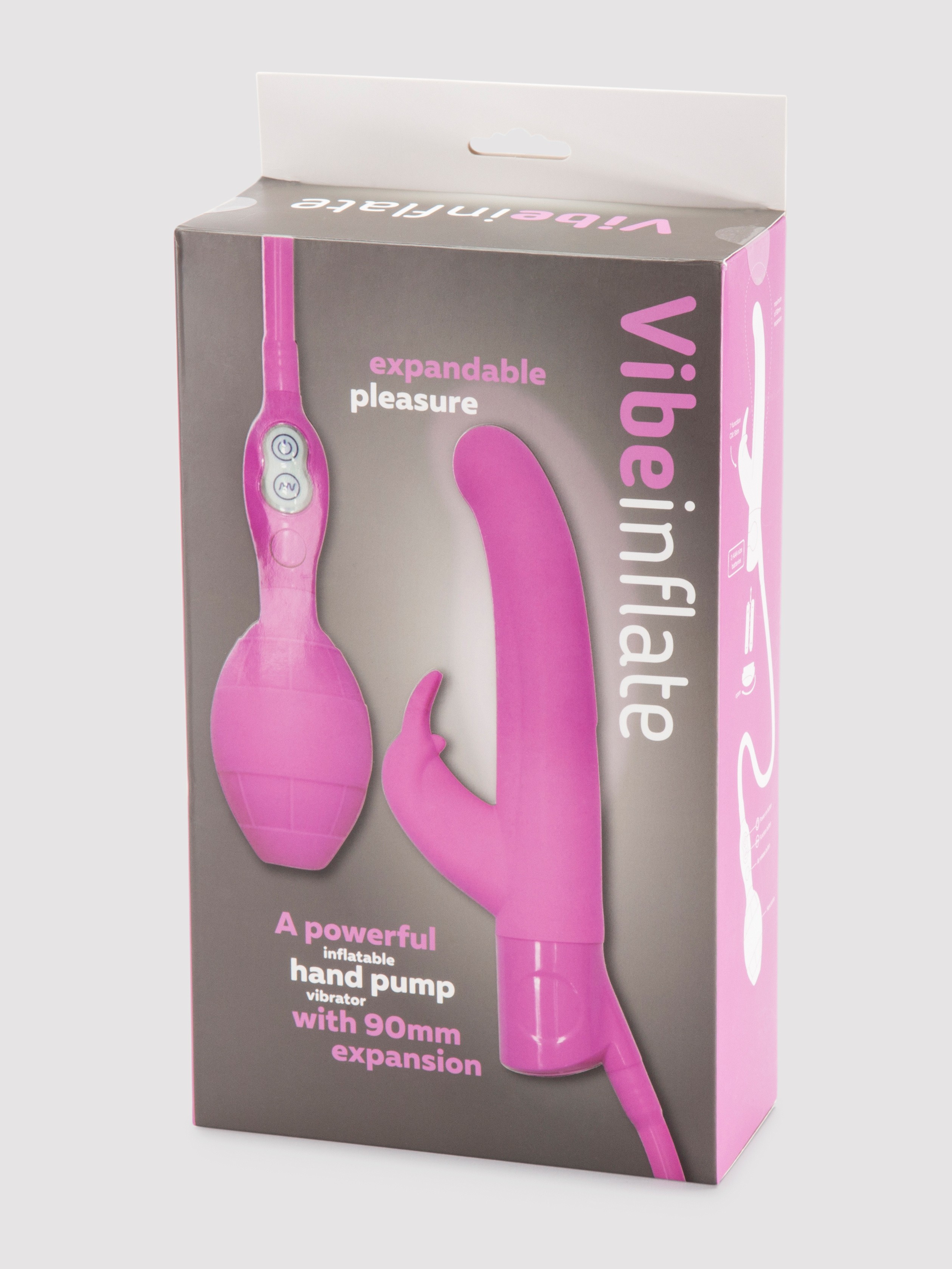 Extra Girthy Inflatable Silicone G-Spot Rabbit Vibrator 4.5 Inch, Pink, hi-res