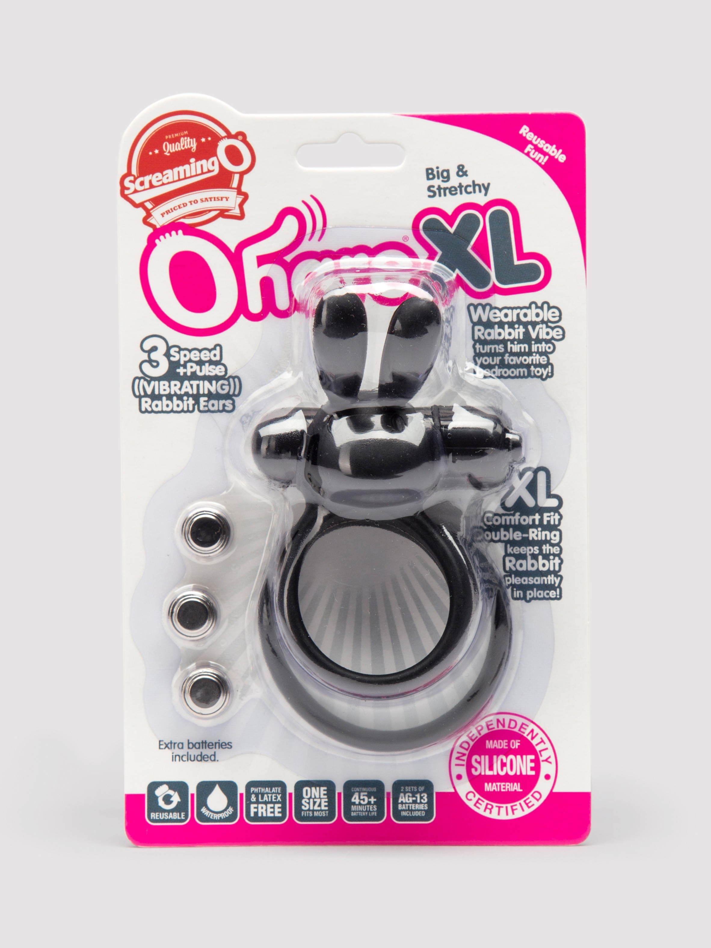 Screaming O The Ohare Double Vibrating Rabbit Cock Ring, Black, hi-res