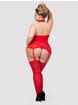 Lovehoney Dangerous Curves Sheer Suspender Bodystocking, Red, hi-res
