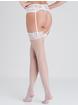 Lovehoney Sheer Black Lace Top Thigh-High Stockings, White, hi-res